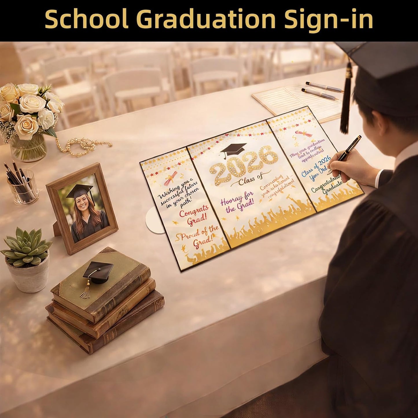 Graduation Guest Book 2026, Black Sign in Book | Class of 2026 sign in book for graduation parties, memory collection, guest messages and keepsake display BST220