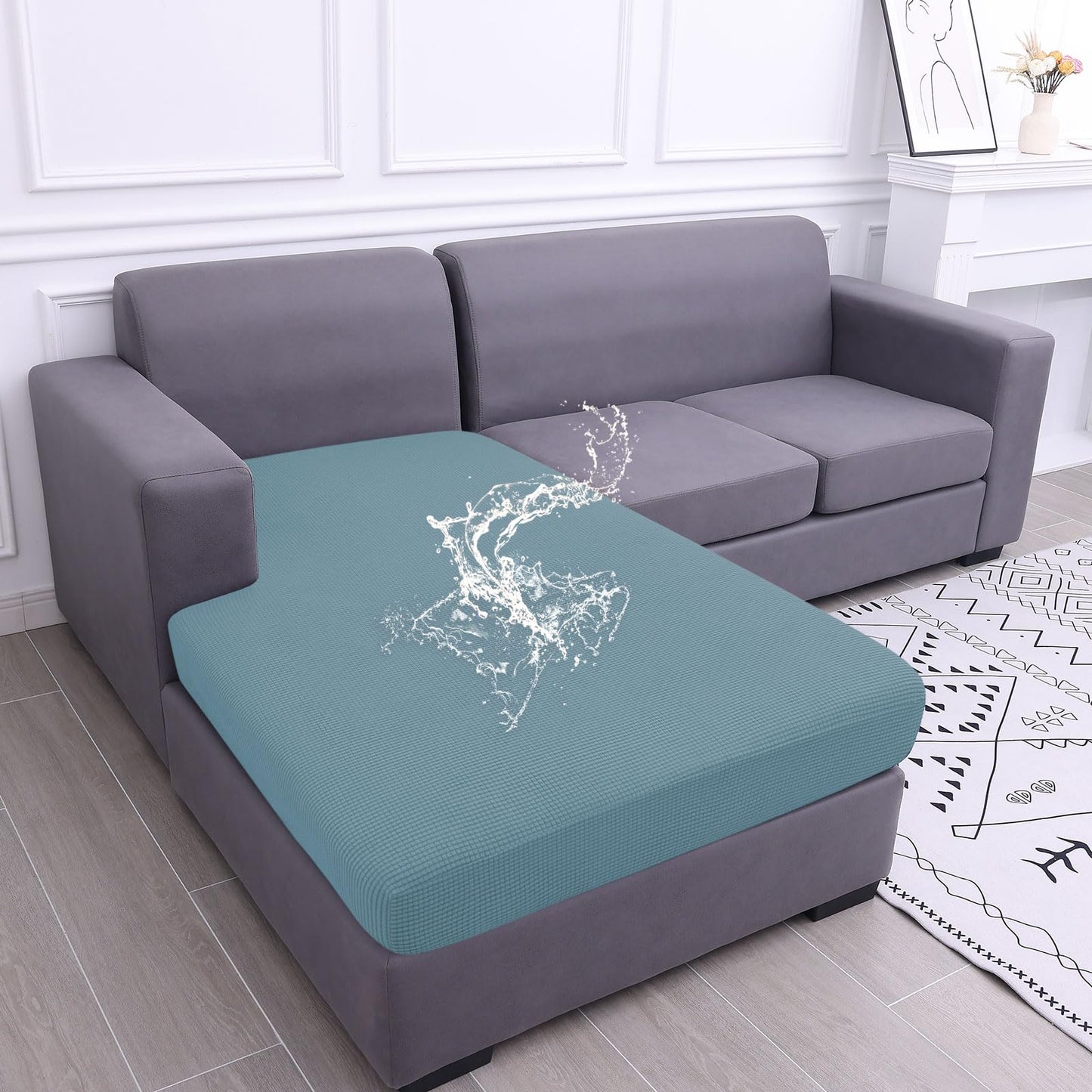 Waterproof Couch Cushion Covers for Pets, Non Slip Sofa Seat Cover | Stretch Jacquard Fabric, Elastic Bottom, Non Slip Fit, Waterproof Protection, Pet Hair Protection (1 Piece for Backrest M) BST202