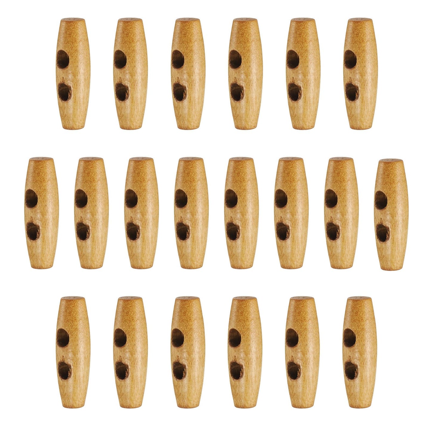 HARFINGTON 60mm / 2.4" Wooden Toggle Buttons 20pcs 2-Hole, Maroon | Wood Olive Sewing Buttons Horn Oval Buttons Sewing Accessories for Coat Sweaters Clothing DIY Craft BST326L