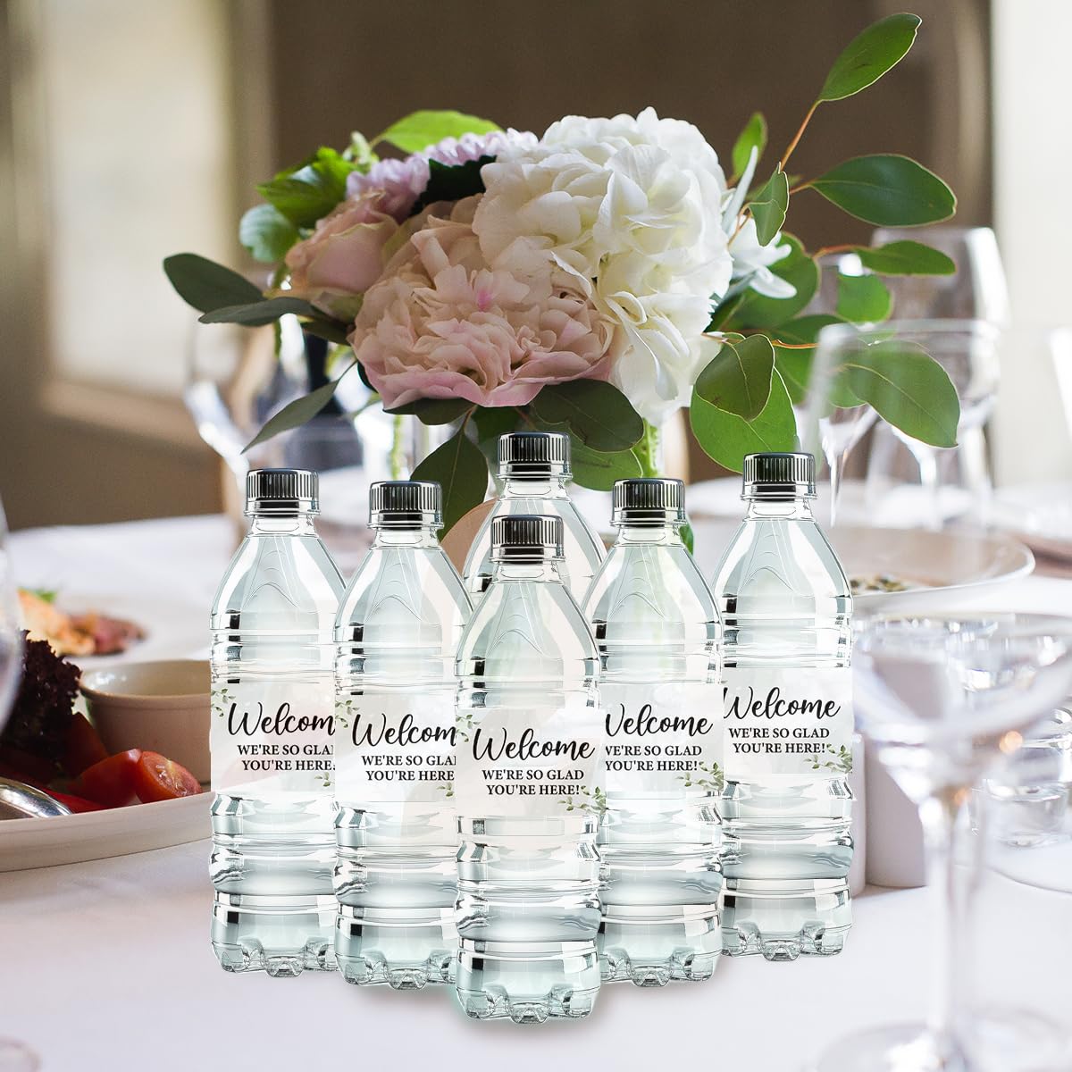 100 Pcs Wedding Water Bottle Labels Floral Wedding Bottle Stickers | Water Bottle Labels Sticker for Wedding Bridal Shower Prom Graduation Party Table Decoration Supplie BST326H
