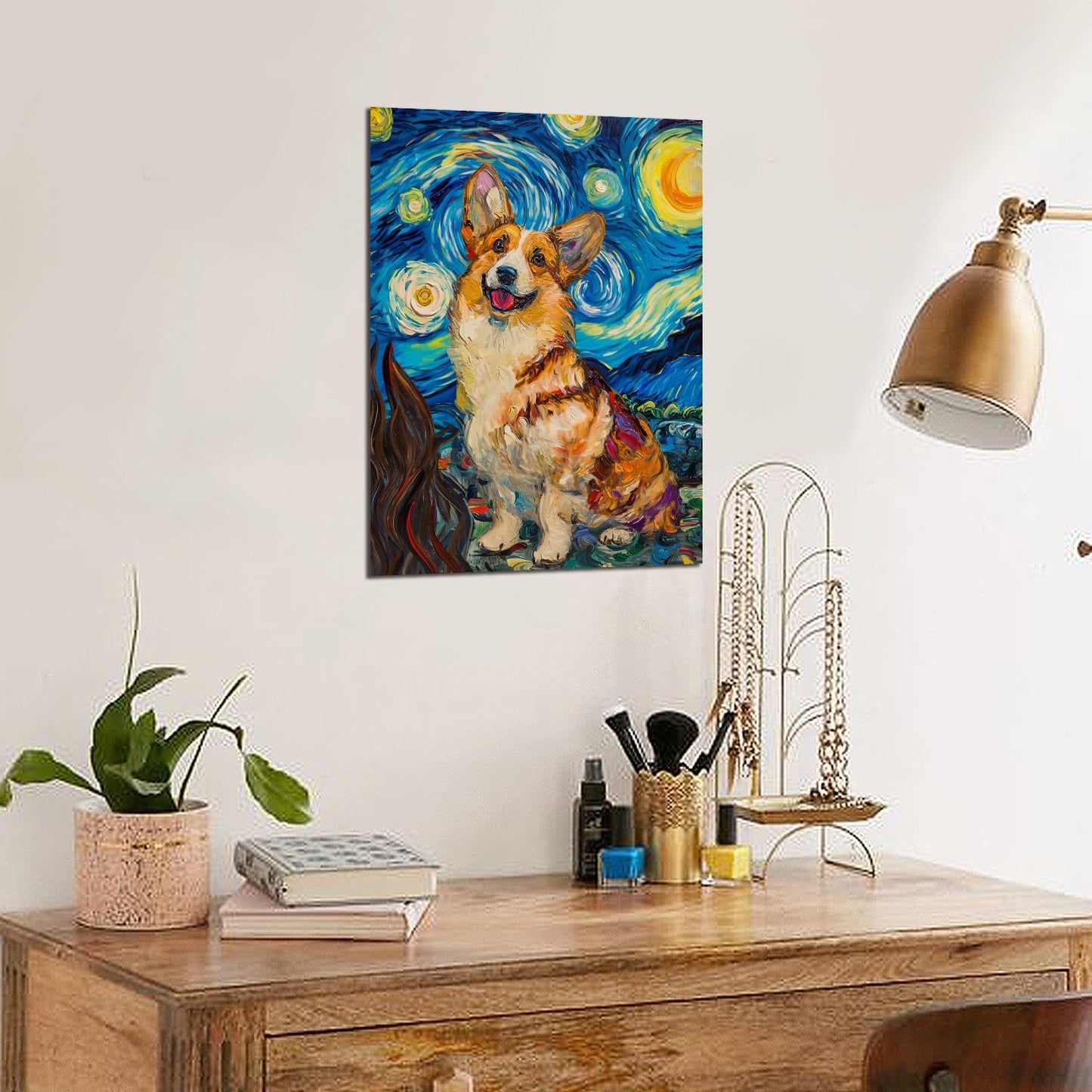 GAIETY Diamond Painting Kits for Adults, Flowers Skull Hummingbird Turtle Diamond Art Set, 5D DIY Full Drill Round Rhinestone Gem Crafts for Home Decor Halloween Christmas Gift (Dog Under Starry Sky) BST326L