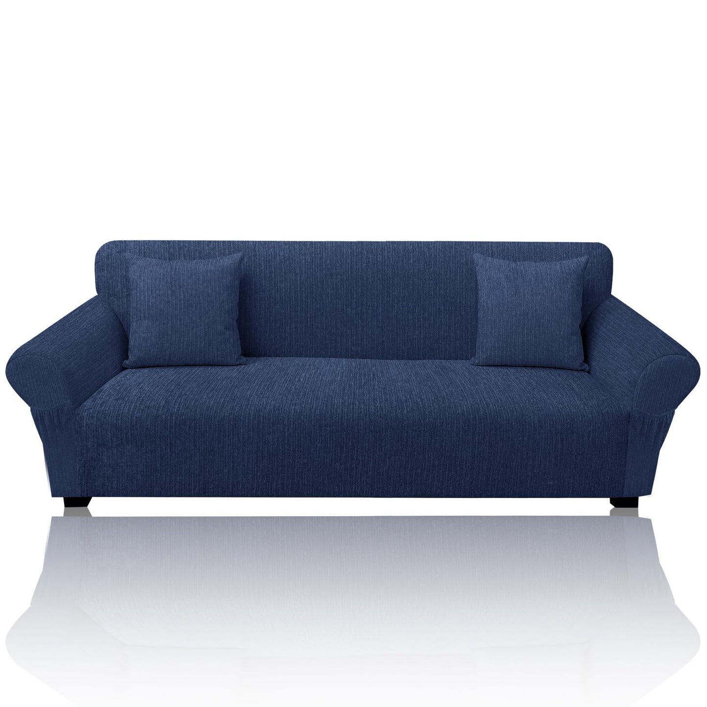 Sofa Slipcover with 2 Pillow Cover for 3 Cushion Couch, Non Slip Furniture Protector with Elastic Bottom, Washable Sofa Cover for Kids, Pets (Sofa, Navy) BST326H