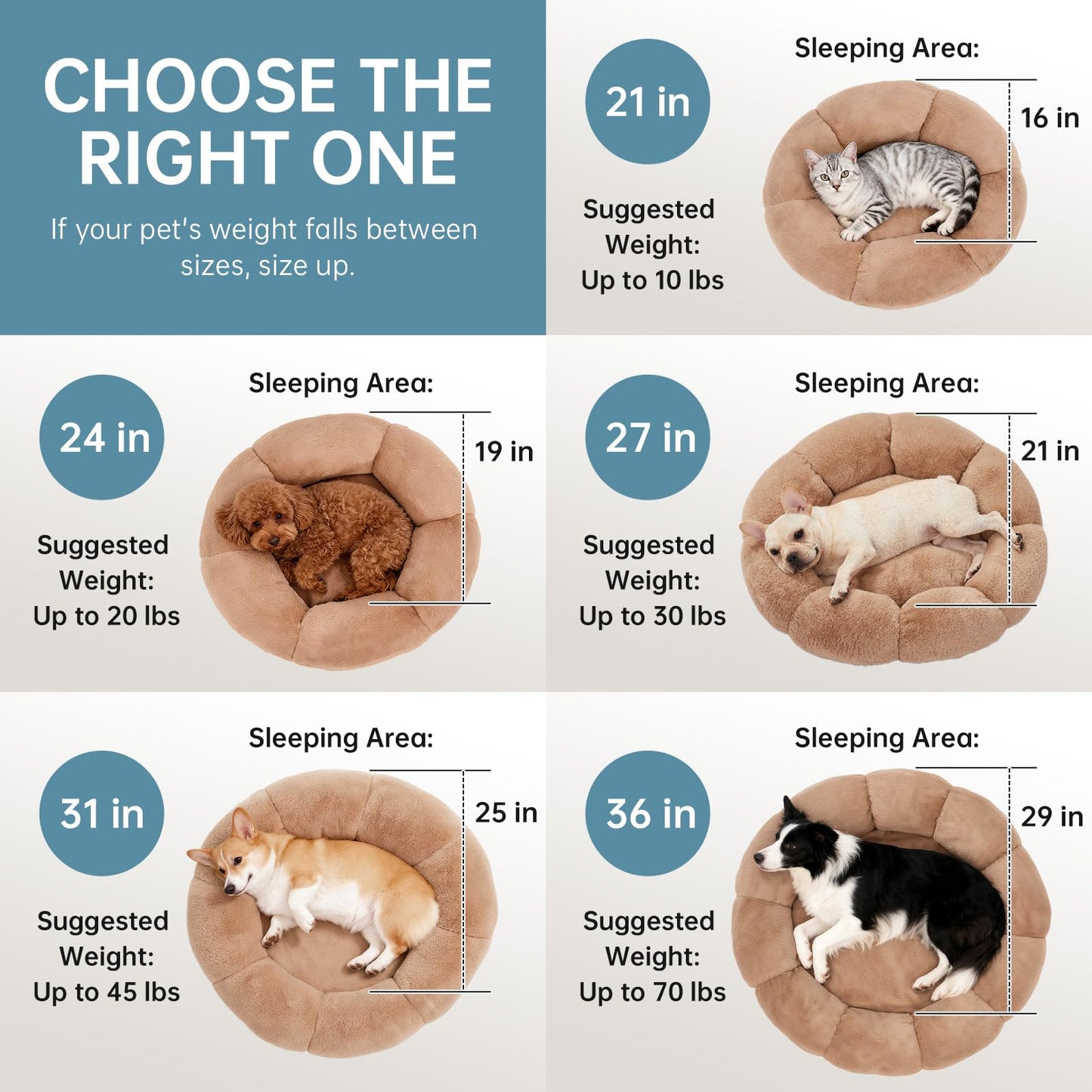 OhGeni 20 inches Calming Donut Dog & Cat Bed for Small Pets N28
