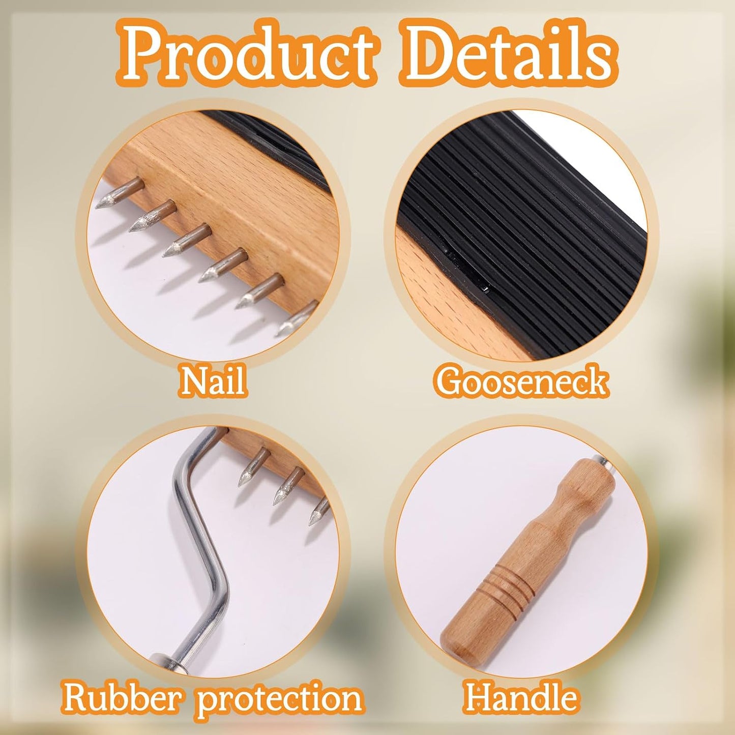 Webbing Stretcher Tool, Wood Handle Webbing Gooseneck Puller Stretcher Practical Upholstery Tool Suitable for Leather Carpet Canvas Furniture Repair BST326H