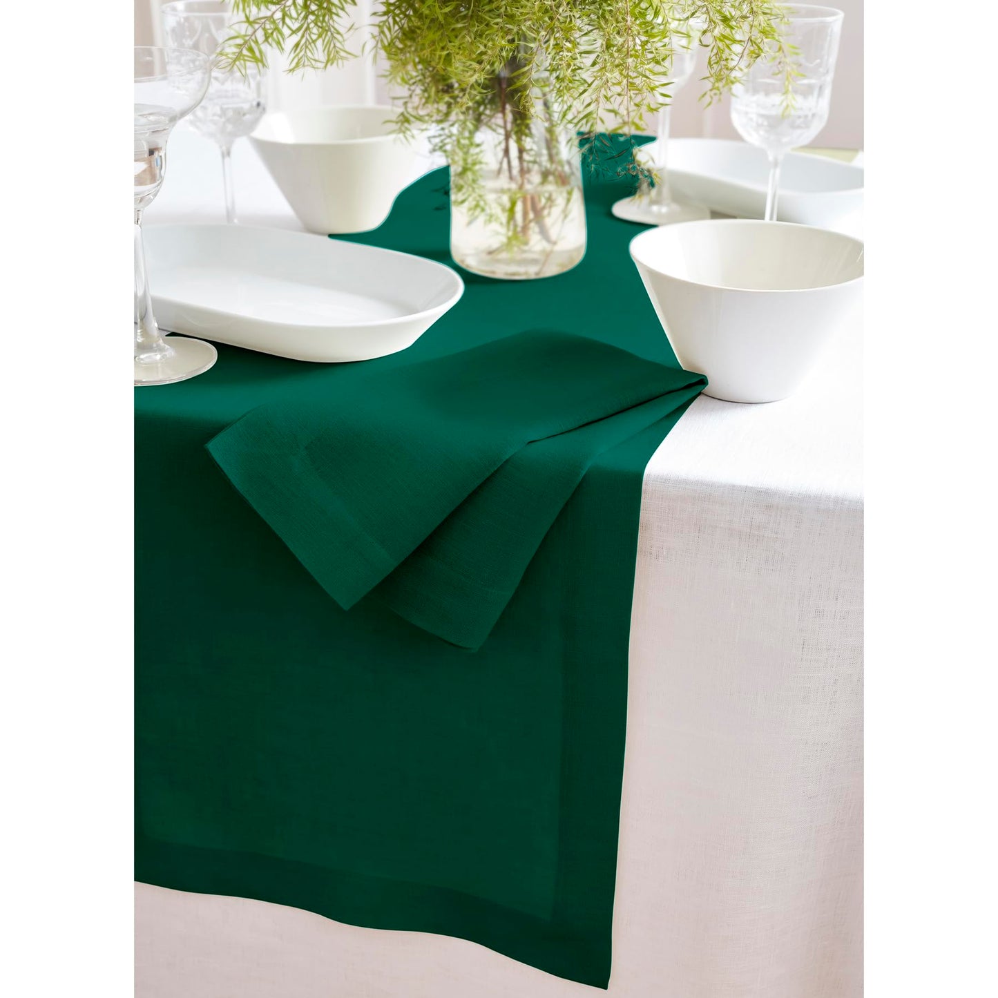 Solino Home 100% Pure Linen Dining Table Runner Cordovan, Sonoma 14 x 48 in | Table Runners for coffee tables, entryway tables and layered dresser styling | prewashed, relaxed drape | OEKO-TEX Certified BST326SOLH