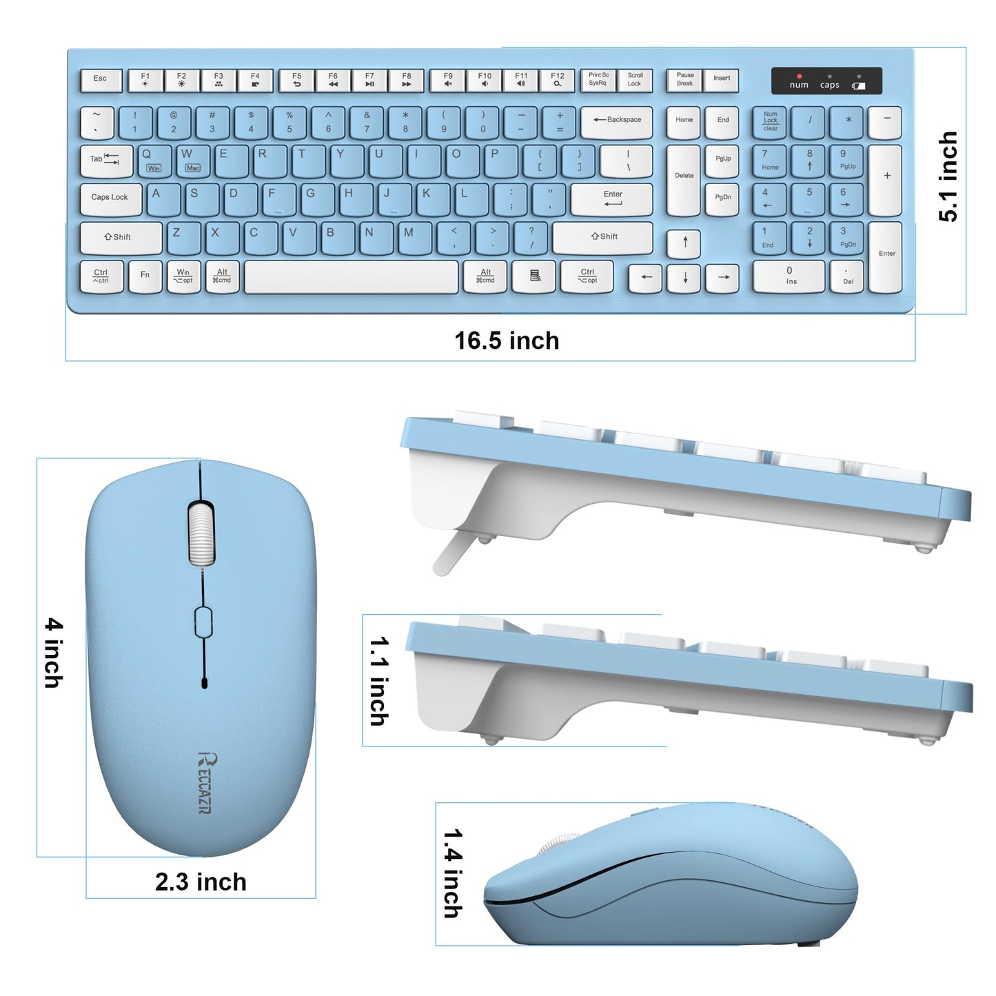 Wireless Keyboard and Mouse Combo, Full-Sized Wireless Keyboard and Adjustable DPI Mouse, 2.4GHz USB Receiver, Silent Keyboard and Mouse for PC, Windows, MAC, Desktop, Laptop (Avocado Green)
