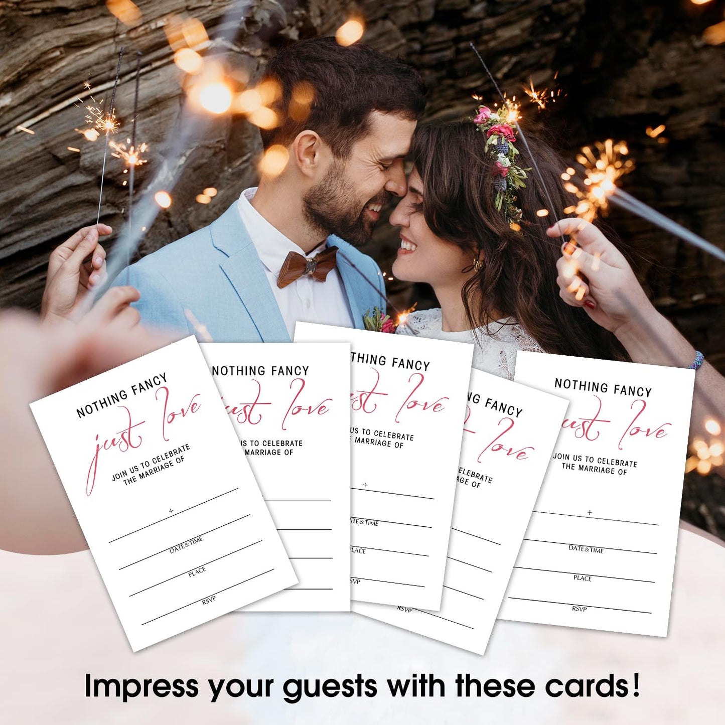 50 Years Anniversary Bridal Shower Invitations Cards, Set of 25 Gold Foil Floral Fill in Style 50th Year Wedding Invites Cards with Envelopes for Couples Marriage Party Supplies-T05 WN420