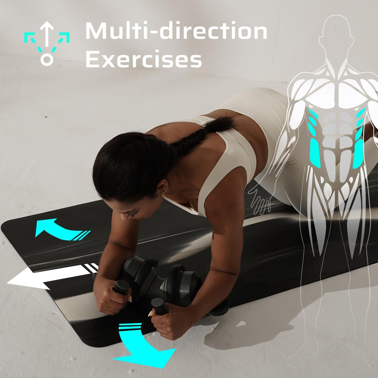 Berter Fitness Ab Roller Wheel with Elbow Support Abdominal Trainer Roller Workout Equipment 78
