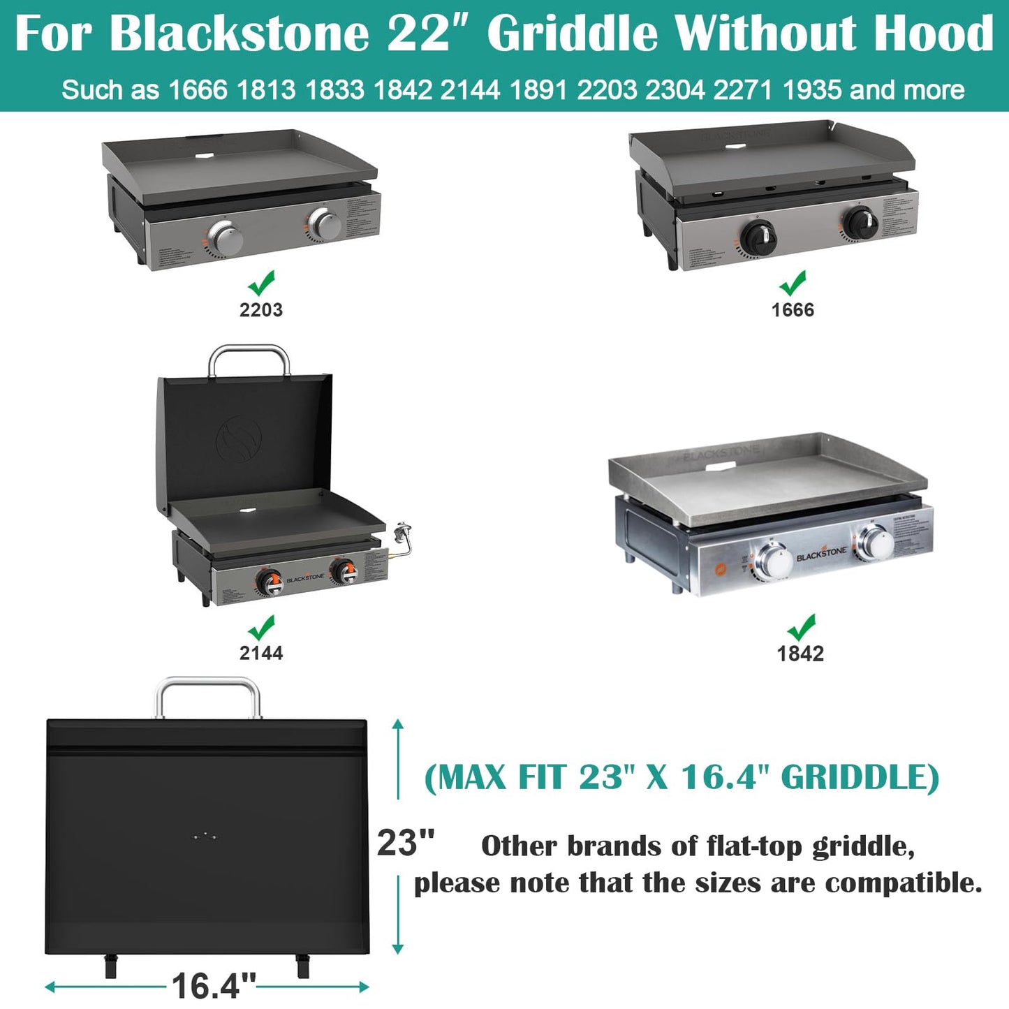 Upgraded Griddle Hinged Lid for 22" Blackstone 1666 1813 1833 1842 2144 1891 2203 2304 2271 1935 and More, Hard Cover Hood with Thermometer for Blackstone 22 Inch Griddle Accessories