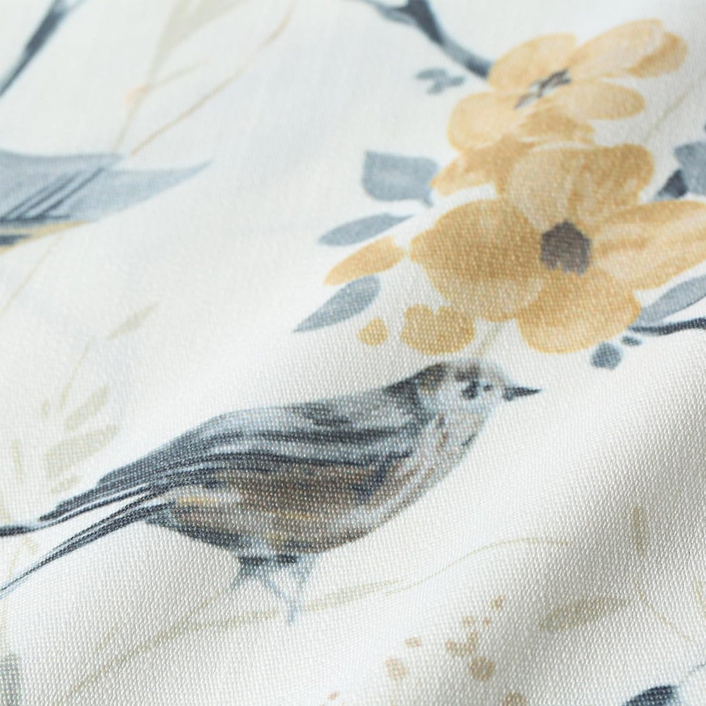 Leeva Tie Up Valance for Windows, Elegant Birds Pattern Light Filtering Window Treatment Valances for Bedroom Kitchen, One Panel, 52 x 18, Light Blue BST220