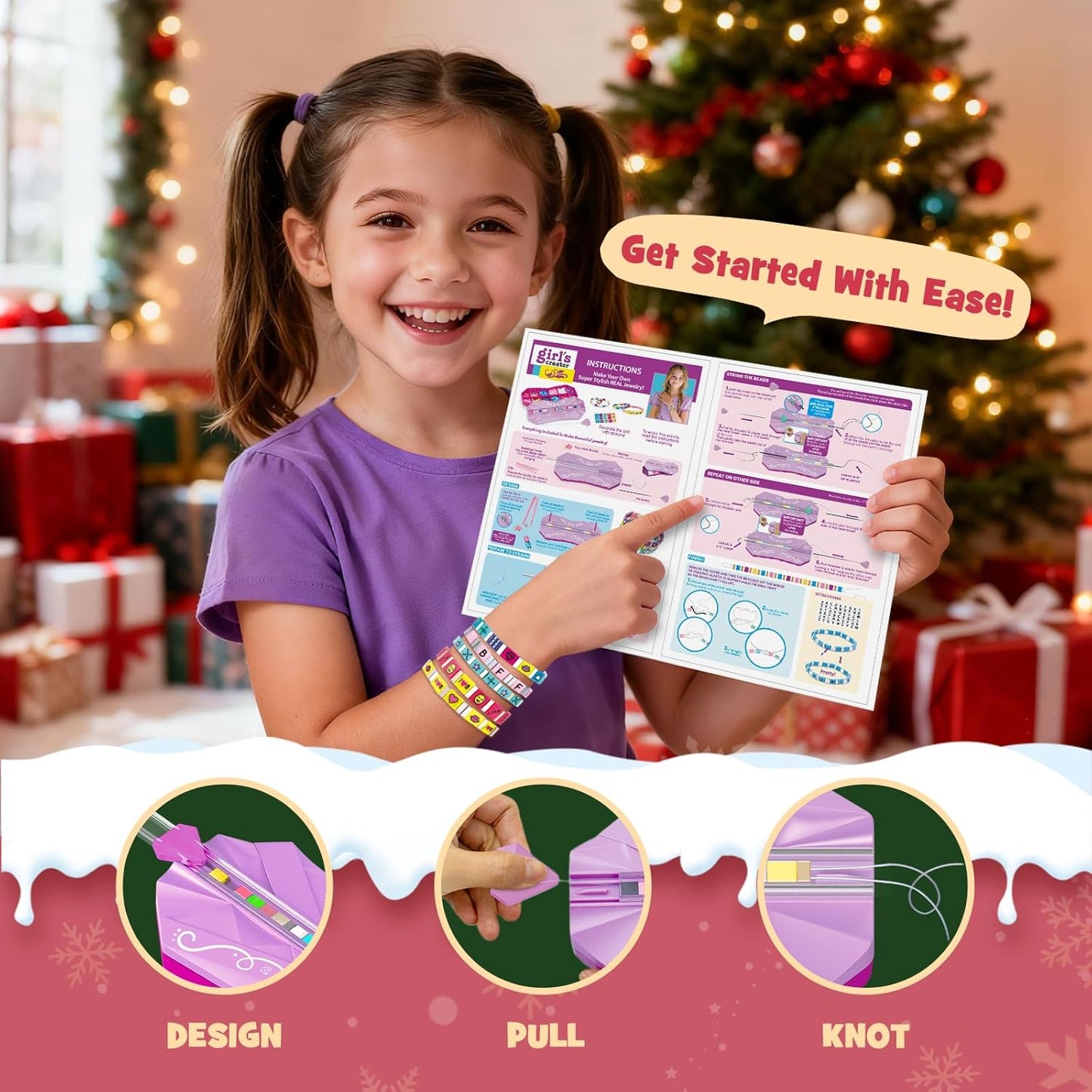 Jewelry Studio Bead Bracelet Making Kit for Girls 8-12 DIY Bracelet Maker with 220+ Beads 60