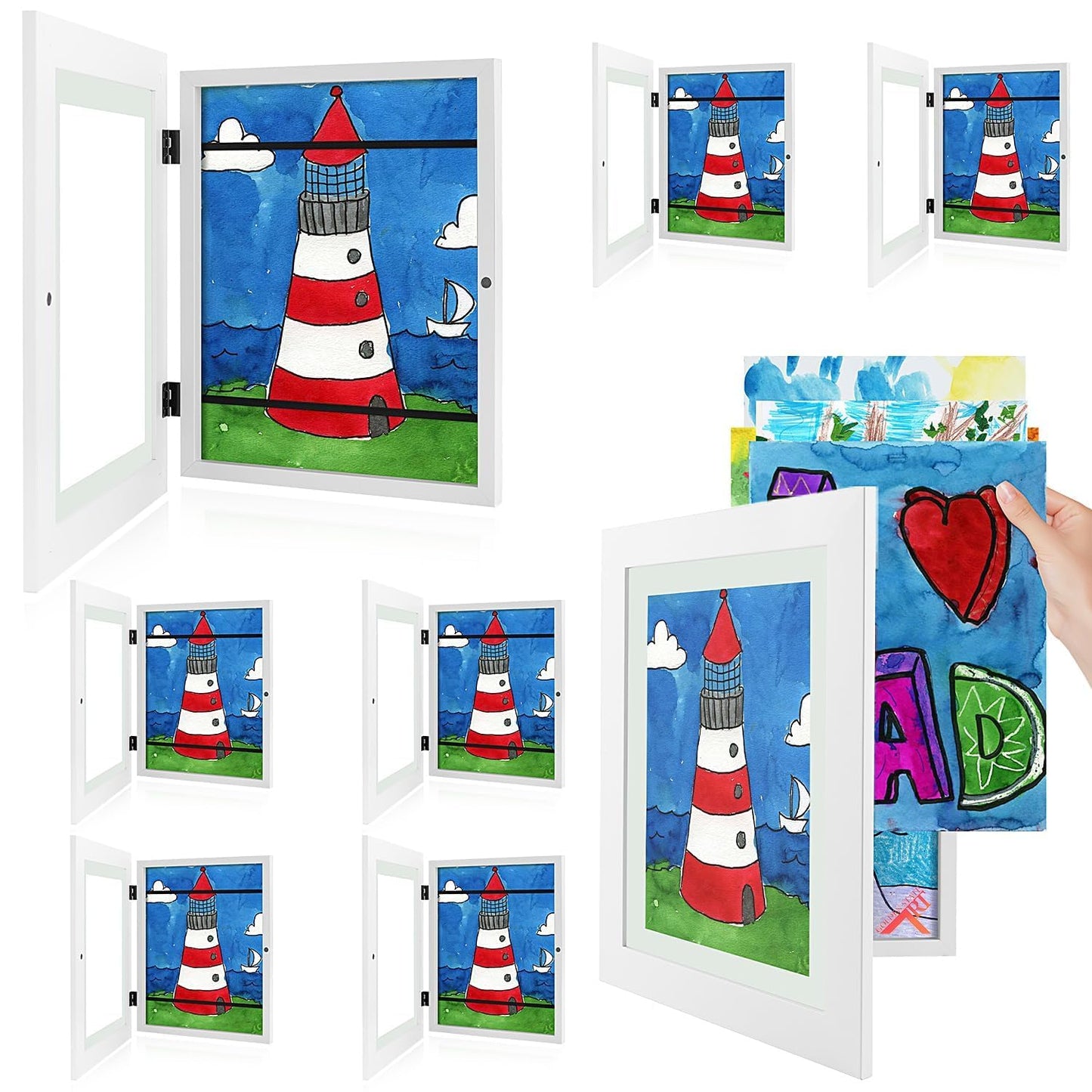 Golden State Art, 8.5x11 Kids Art Frames, Front-Opening Picture Frame Great for Kids Drawings, Artworks, Children Art Projects, Schoolwork, Home or Office (Walnut, Set of 2) BST220