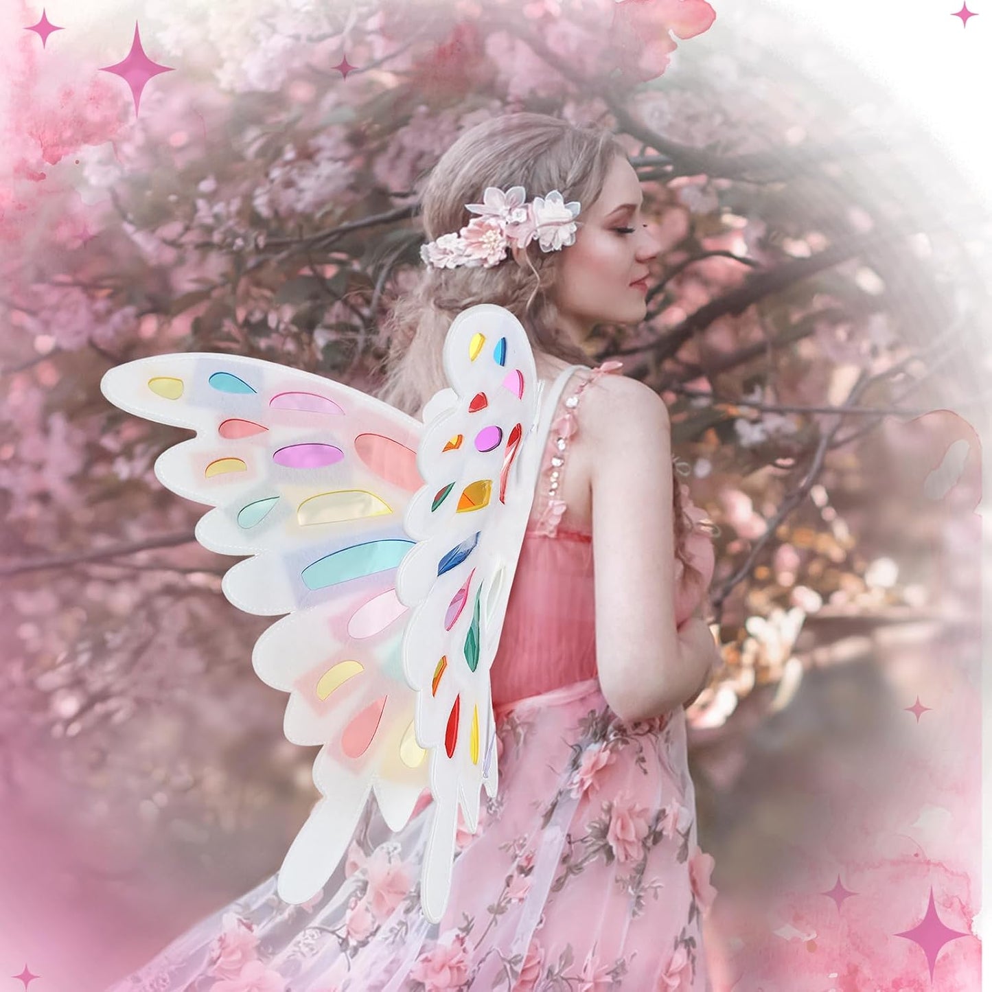 Chunful Large Butterfly Suncatcher Wings Costume Accessories Colorful Butterfly Wings for Halloween Cosplay Princess Birthday Dress up Party Valentine Spring BST220