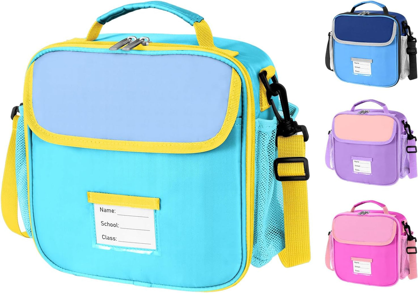 Lunch Bag for Kids Insulated Lunch Boxe for Boys Girls Small Reusable Cooler Tote Lunchbag Back to School Cute Lunchbox for Teens (light blue) WN420