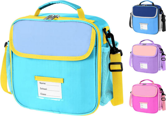 Lunch Bag for Kids Insulated Lunch Boxe for Boys Girls Small Reusable Cooler Tote Lunchbag Back to School Cute Lunchbox for Teens (light blue) WN420