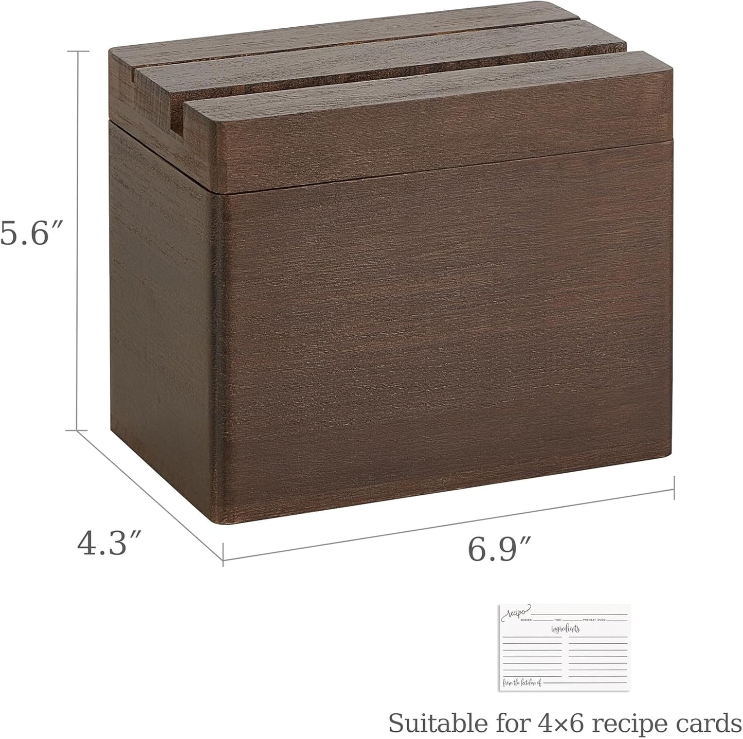 Dahey Double Slots Recipe Box Wooden Recipe Organizer 99