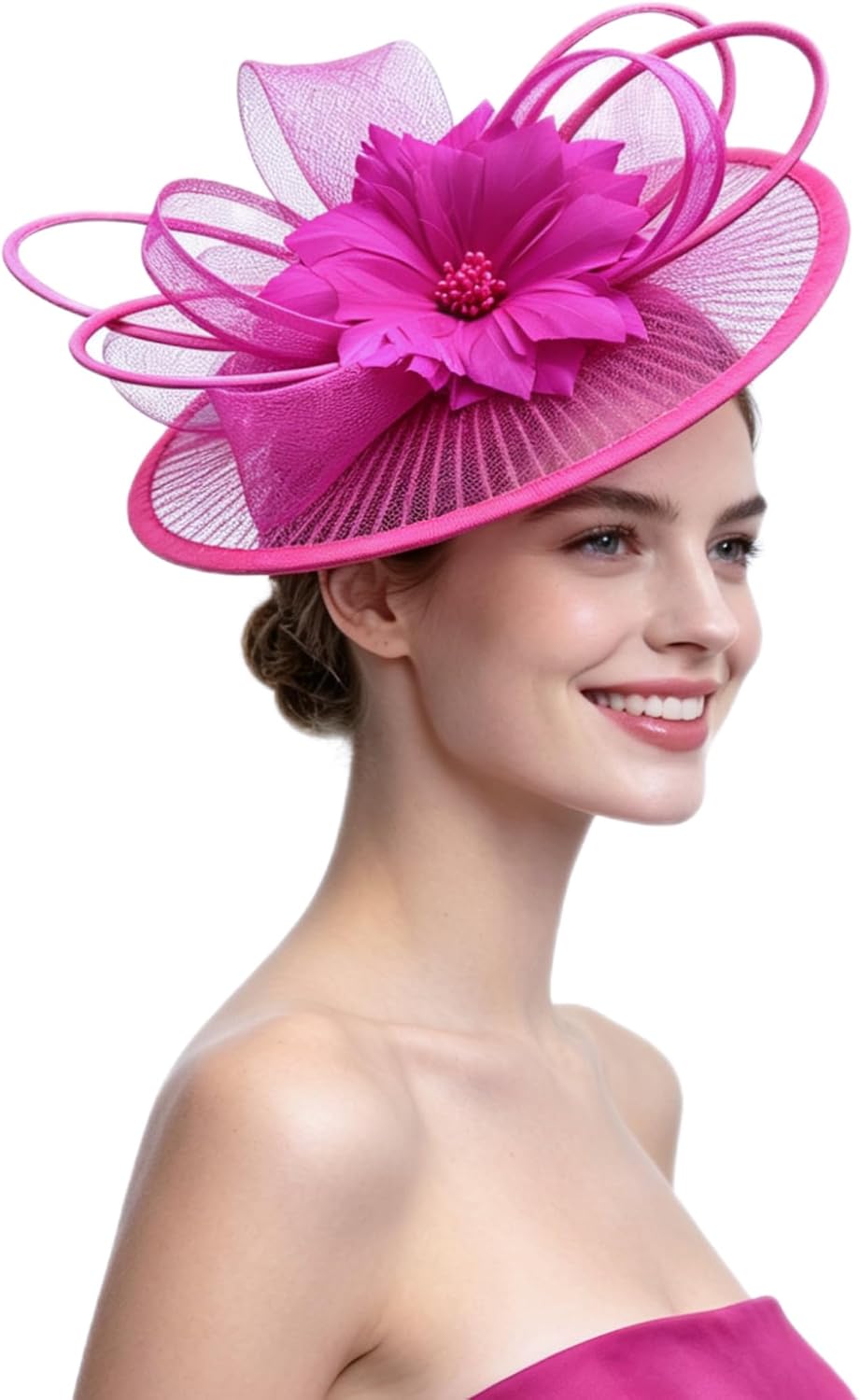 SAFERIN Elegant Women's Fascinator Hat with Veil and Feather Hair Clip Headpiece for Weddings Tea Party WN420