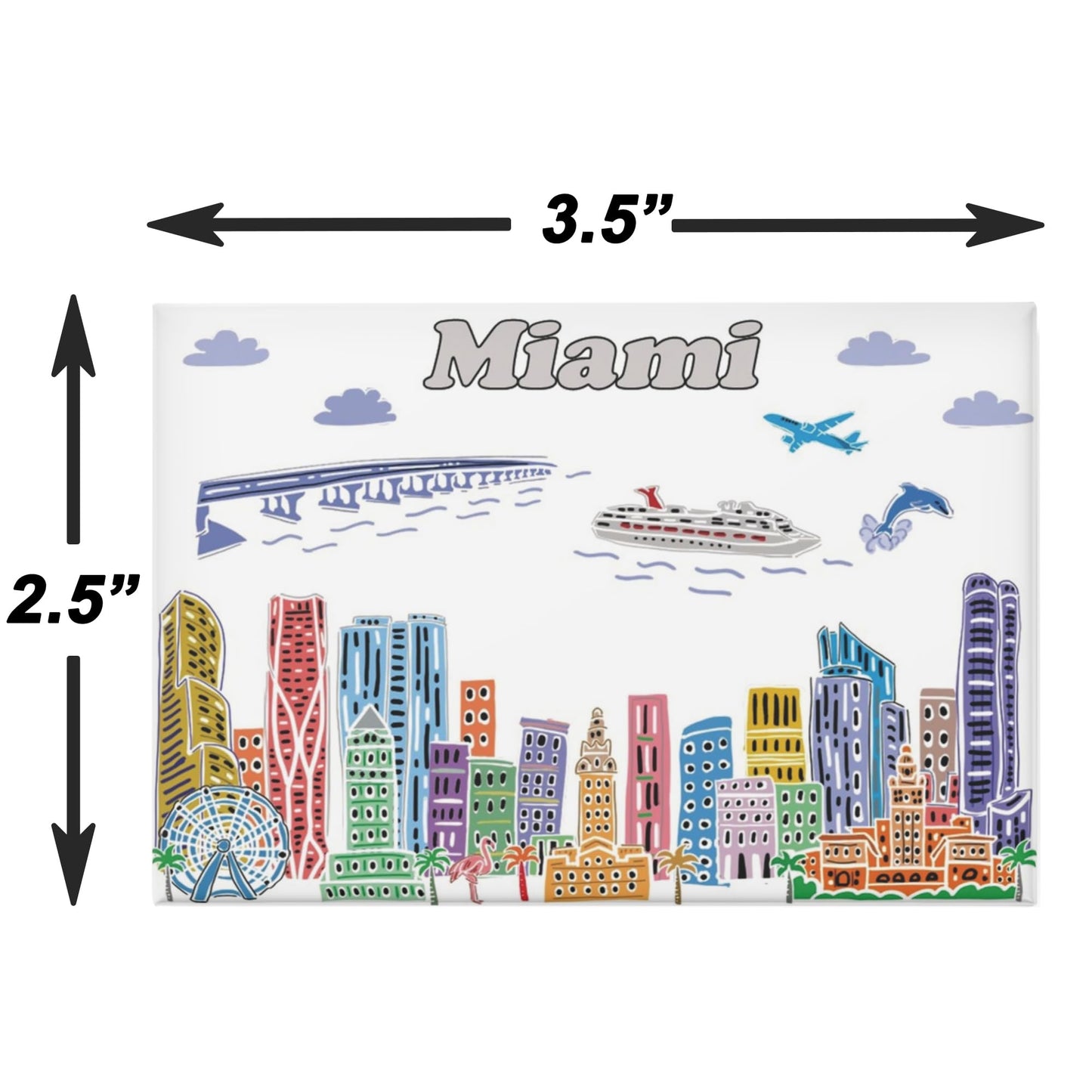 City Themed Artwork Magnet Collection by Beary Blu - Designed in The USA, Collectible Souvenirs Gifts 2.5" x 3.5" (Dallas) BST220