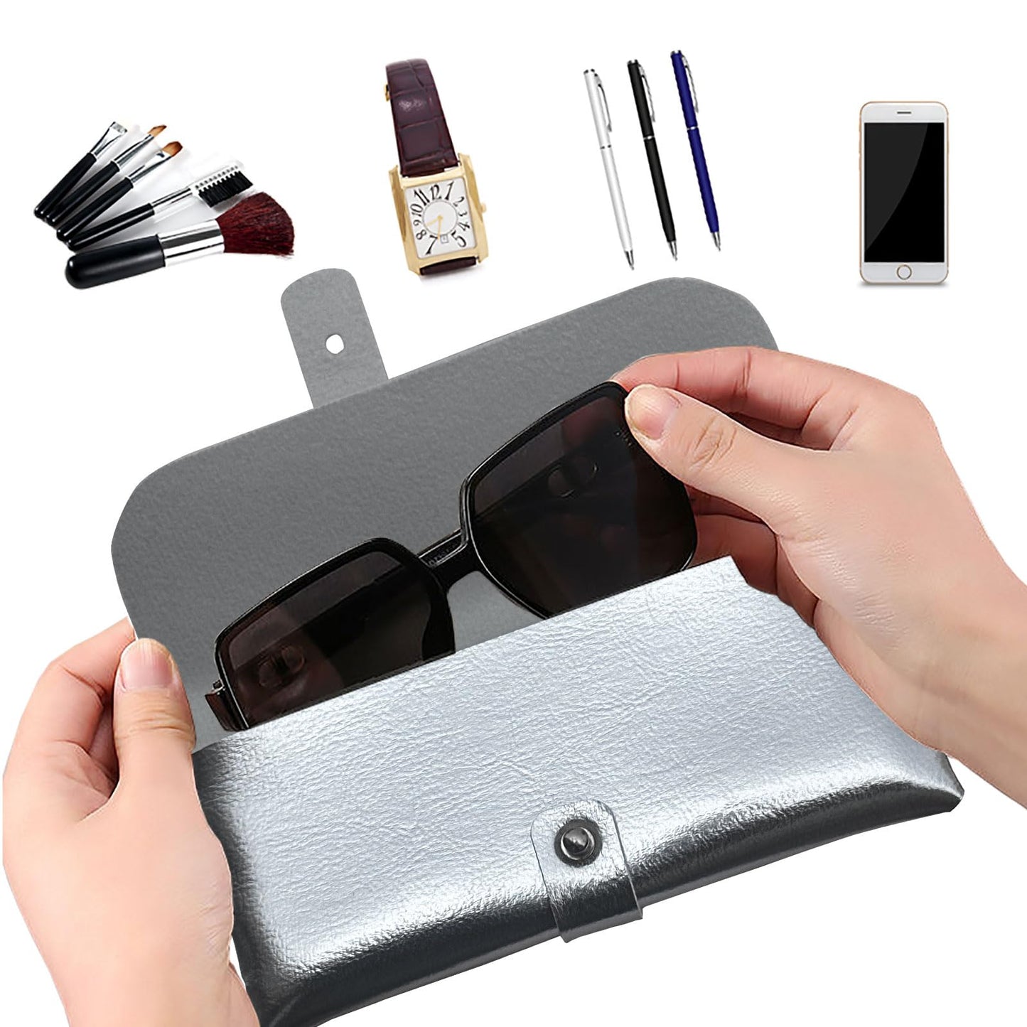 Glasses storage bag Travel sunglasses myopia glasses storage bag Fashion leather storage bag WN420
