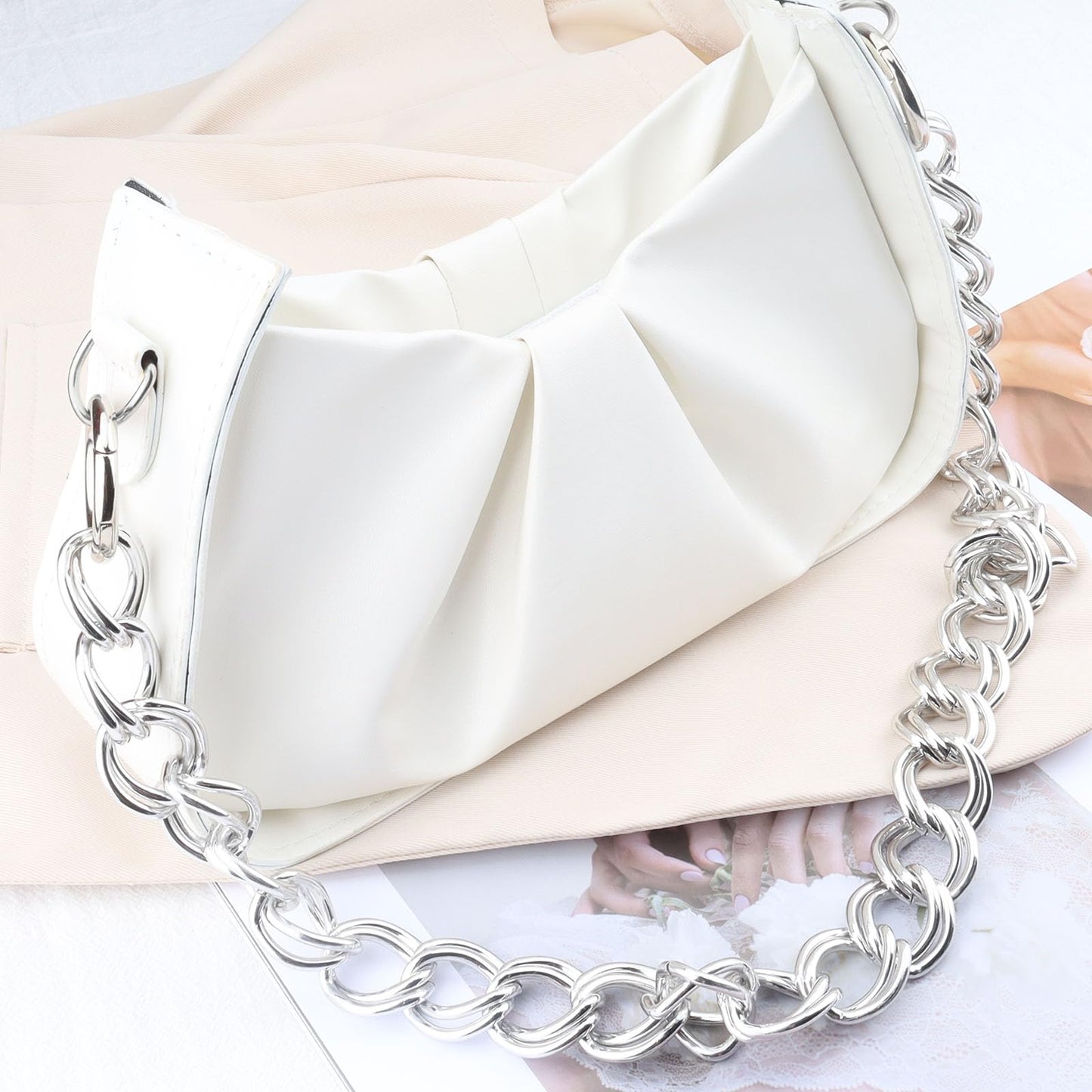 Errienpin 23.6 Inch Chunky Purse Chain Handles | Double Chain with Oversized O Ring | Short Strap Replacement for Handbags & Shoulder Bags(Antique Gold) BST220