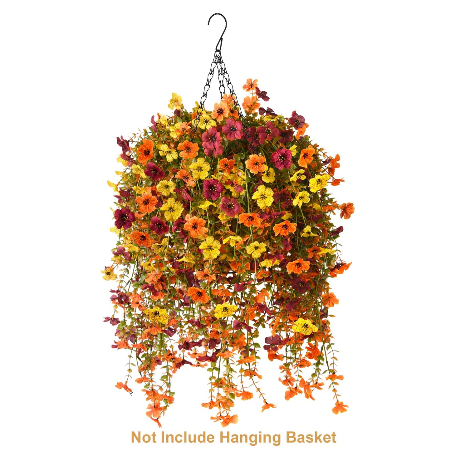 Artificial Hanging Flowers for Outdoor, 2PCS Fake Flowers Faux Silk Daisy with Eucalyptus Leaves, UV Resistant Aritificial Flowers for Spring Home Patio Yard Porch Decor (Light Purple Red) BST202