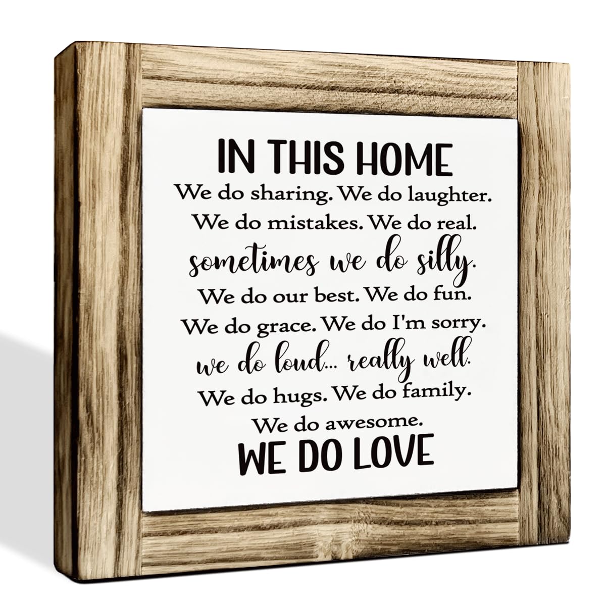 Homes Decor Signs, Decorative Wooden Box Sign, Farmhouse Decors for Living Room, Bedroom, Kitchen, New Home Decor, Shelf Counter Decoration, Home Sweet Home Sign, 5.9×5.9 inches BST220