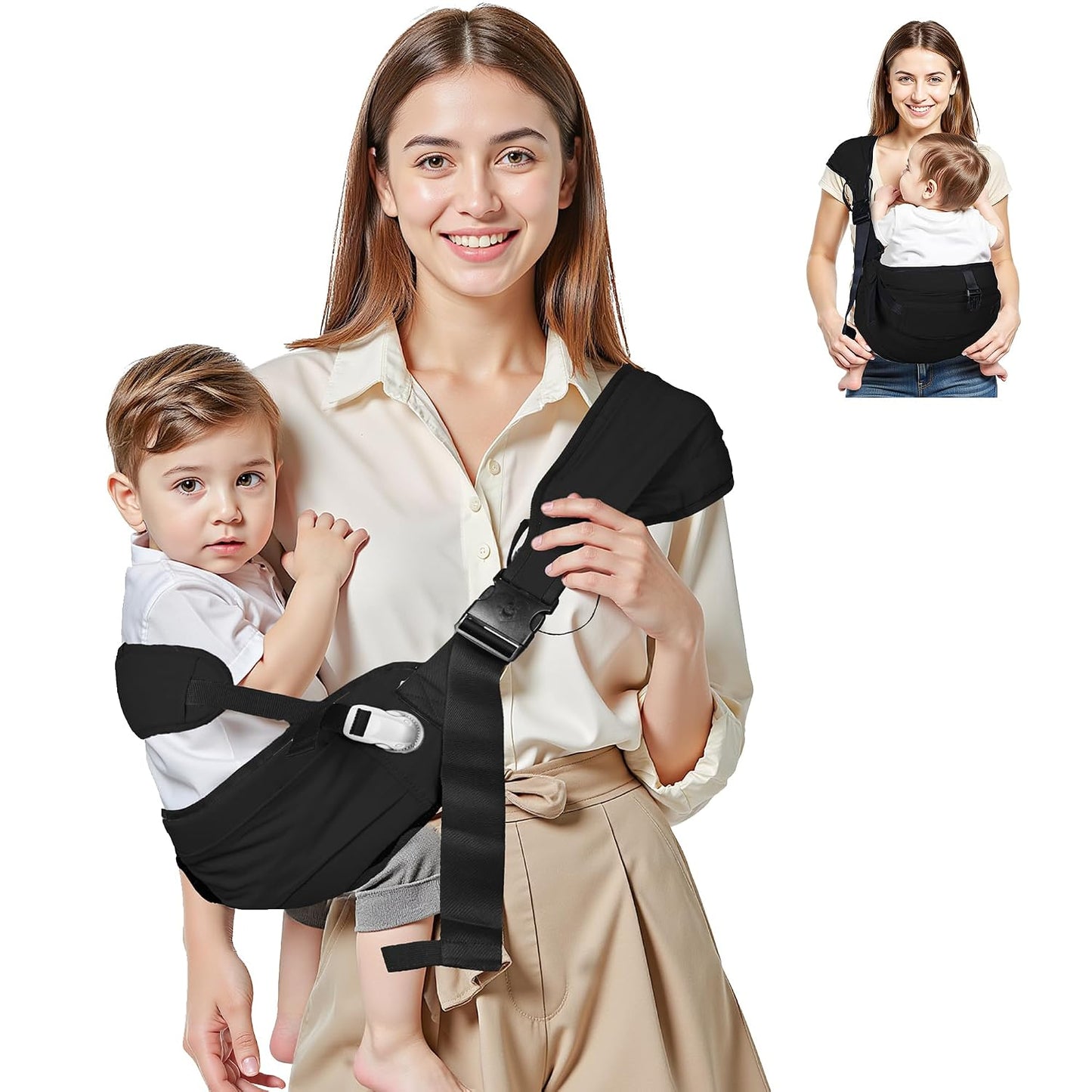 Baby Carrier Newborn to Toddler,Adjustable & Lightweight Baby Sling Carrier,Toddler Carrier 25-60 lbs,Ideal for Home,Shopping,and Travel WN420