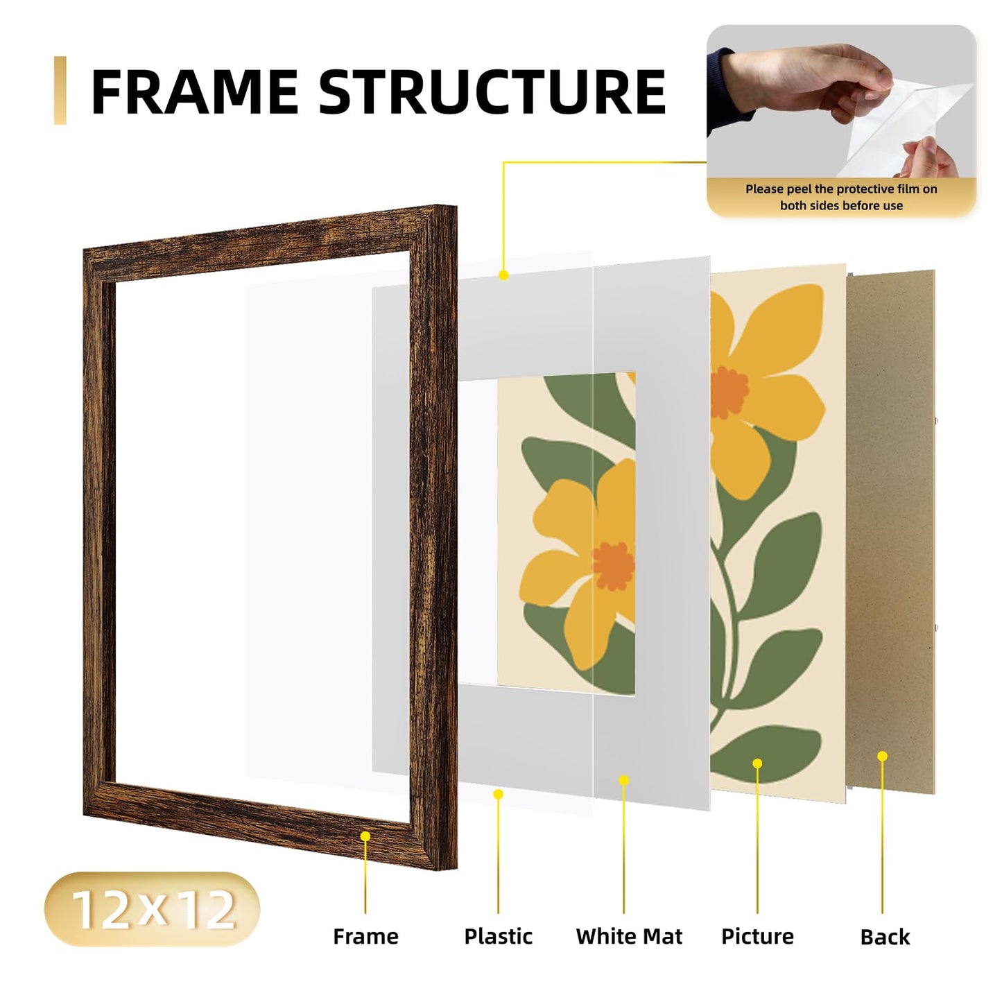 YESKAY 8x10 Picture Frame Set of 9, Display Pictures 5x7 with Mat or 8 x 10 Without Mat, Multi Photo Frames for Wall Mounting or Table Top Display, Blue BST326H