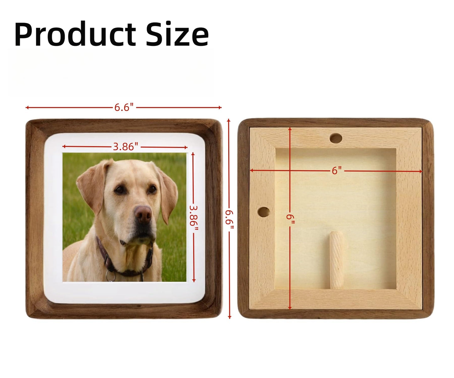 6x6 Solid Teak Wood Picture Frame Matted to 4x4 | Shatterproof Plexiglass, Mortise-Tenon Build, Horizontal & Vertical Tabletop Wall Mounting Square Display Frame BST220