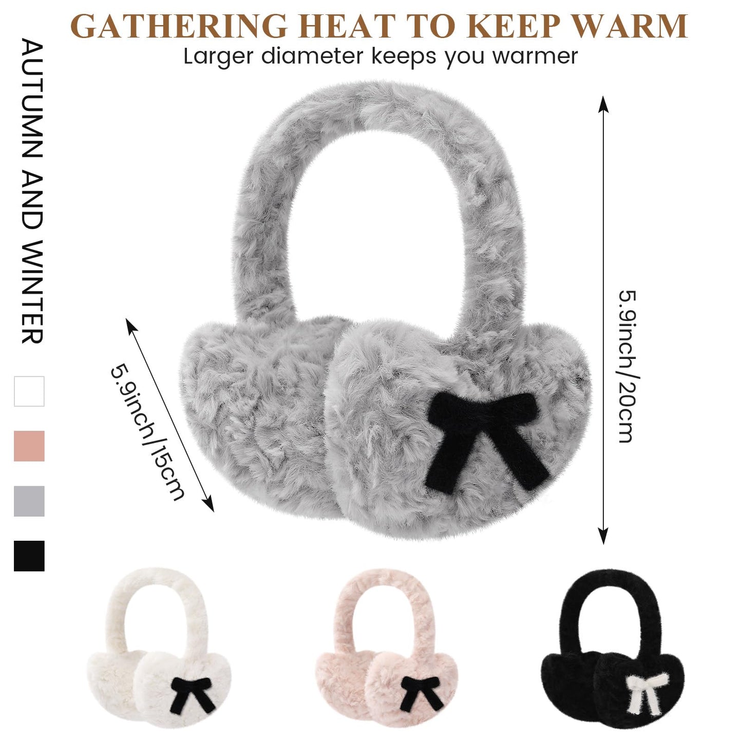 Valentines Day Gifts for Her Earmuffs for Women, Foldable & Fuzzy Ear Muffs for Outdoor Activities WN420
