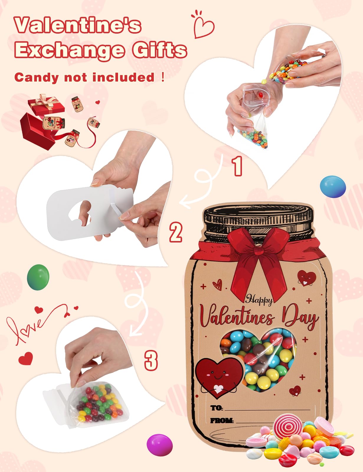 24 Pack Easter Cards for Classroom Exchange - Bubble Gum Machine Design with Round Holders, DIY Bunnies Eggs Chick Candy Cards for School Spring Party Favors, Gifts, Crafts & Rewards (6 Styles) BST326H