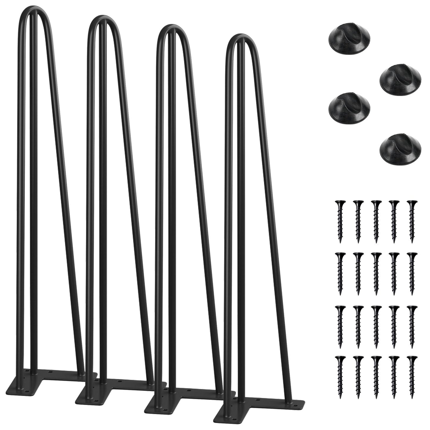 SMARTSTANDARD 16 Inch Hairpin Table Legs, 3 Steel Rods 1/2 Inch Pipe Diameter, 800lbs Load Capacity, Mid-Century Style for Coffee Table, Side Table, Night Stand (Black, 4PCS) BST220