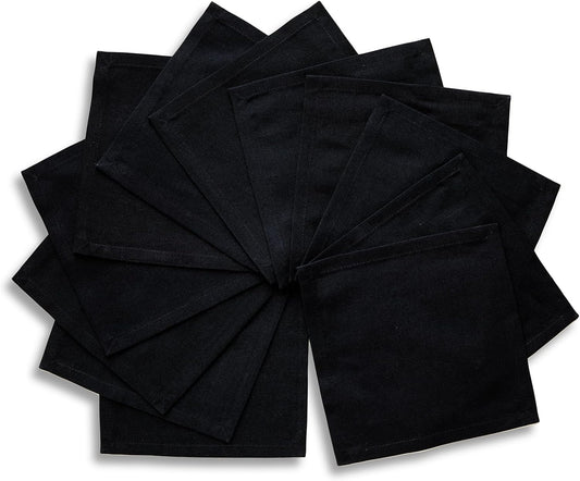 Solino Home Cotton Linen Cocktail Napkins Black, Dru 6 x 6 in, Set of 12 | Small Cloth Napkins for cocktails, coasters and appetizer serving | soft cotton linen weave, artisan crafted | fully washable BST326SOLH