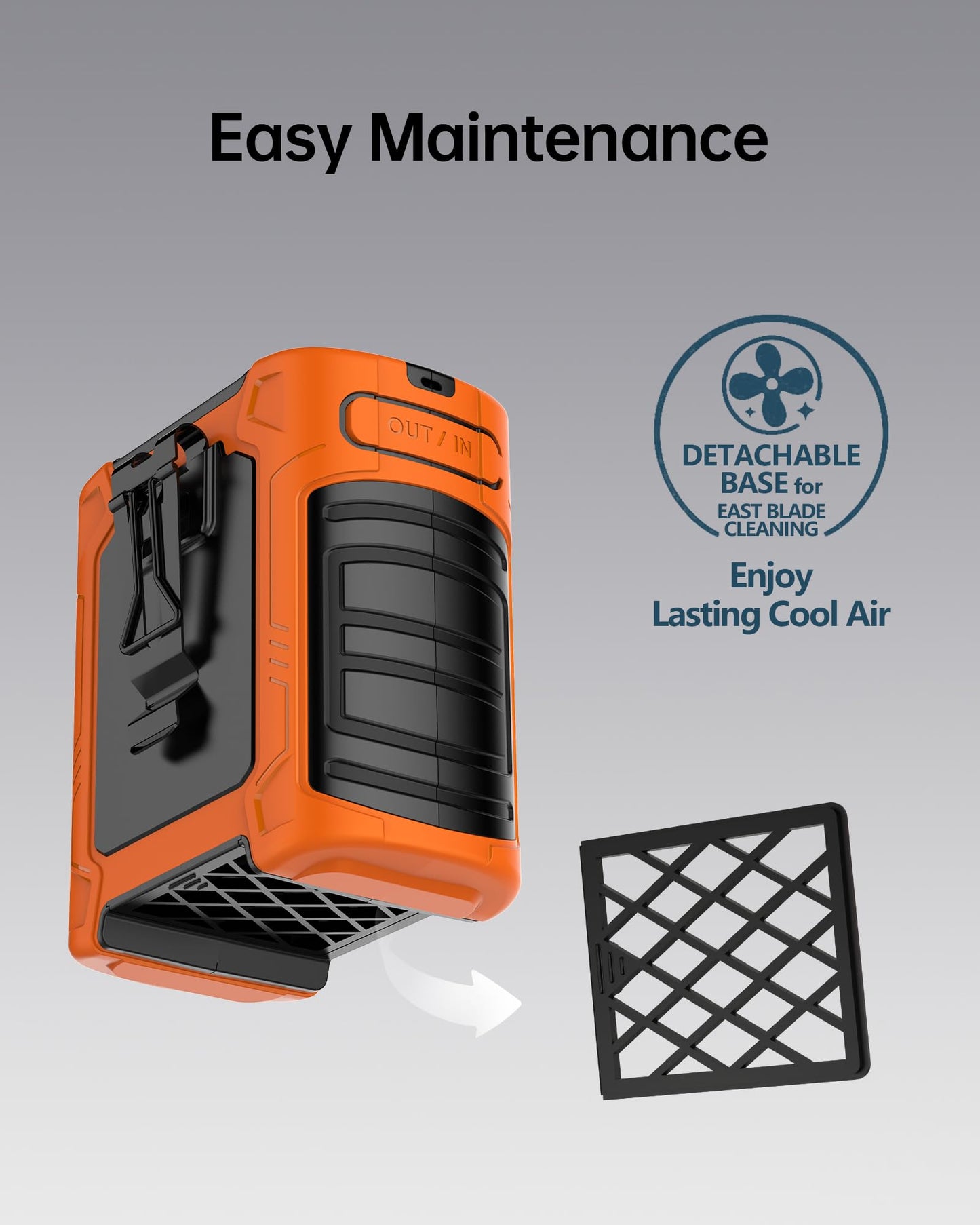 Portable Waist Fan - 6000mAh Battery, 3 Speeds, Strong Airflow, Up to 16 Hours Working Time, Portable Hands-Free Cooling Belt Clip Fan for Construction Workers, Couriers, and Campers BST202