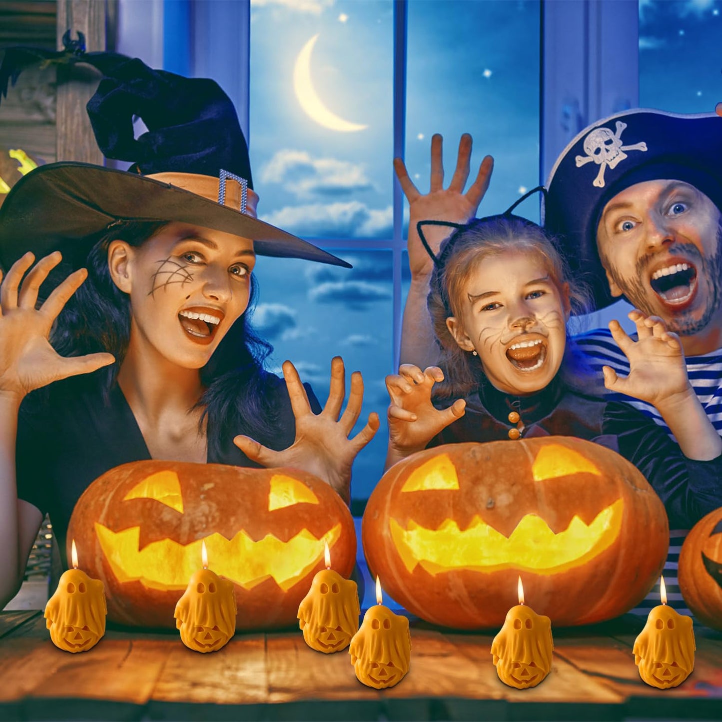 Halloween Ghost Pumpkin Candles with Fragrant Halloween Decor Candle for Home and Table Decorations 2.6 * 2 * 1.9 Inch BST202