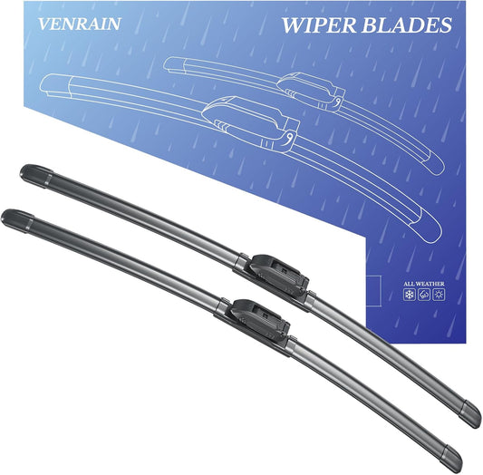 Wiper Blades, OEM Quality, Premium All-Season PTFE Rubber, Quiet & Streak-Free, J-Hook, Automotive Replacement Windshield Wiper Blades (26"+16" Pair for Front Windshield) WN420