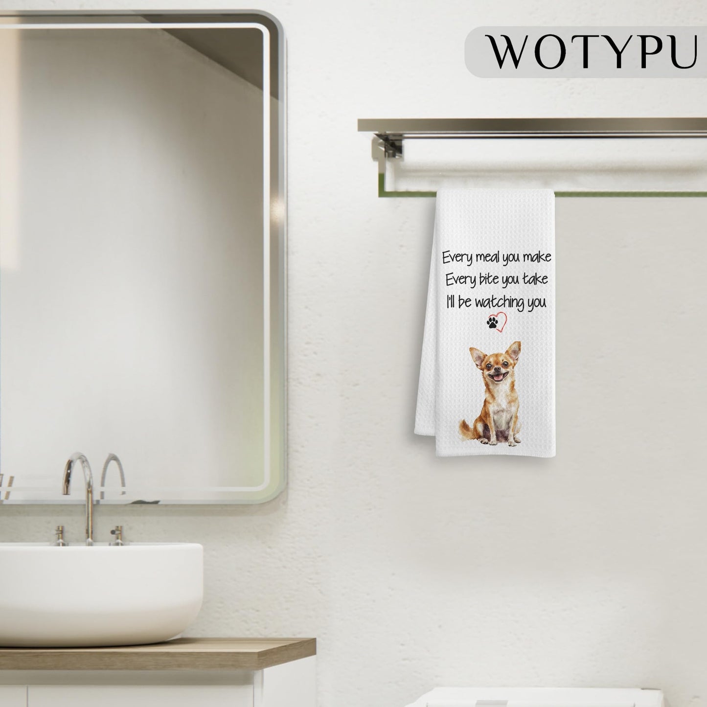 Funny Chihuahua Gifts Hand Towels for Bathroom, Chihuahua Gifts for Women Men Decorative Hand Towels for Kids Guest Bathroom Washroom Power Room Vanity Half Bath, 16X24 Inch BST326L