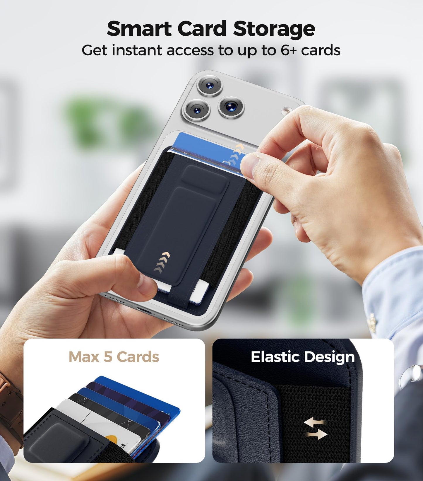 for MagSafe Wallet, Works with Apple Find My, 5-Card RFID Holder with Stand Also Grip, Strong Magnetic Wallet for iPhone 17/16/15/14/13/12 Pro Max Air Plus, Wireless Charging, Brown BST220