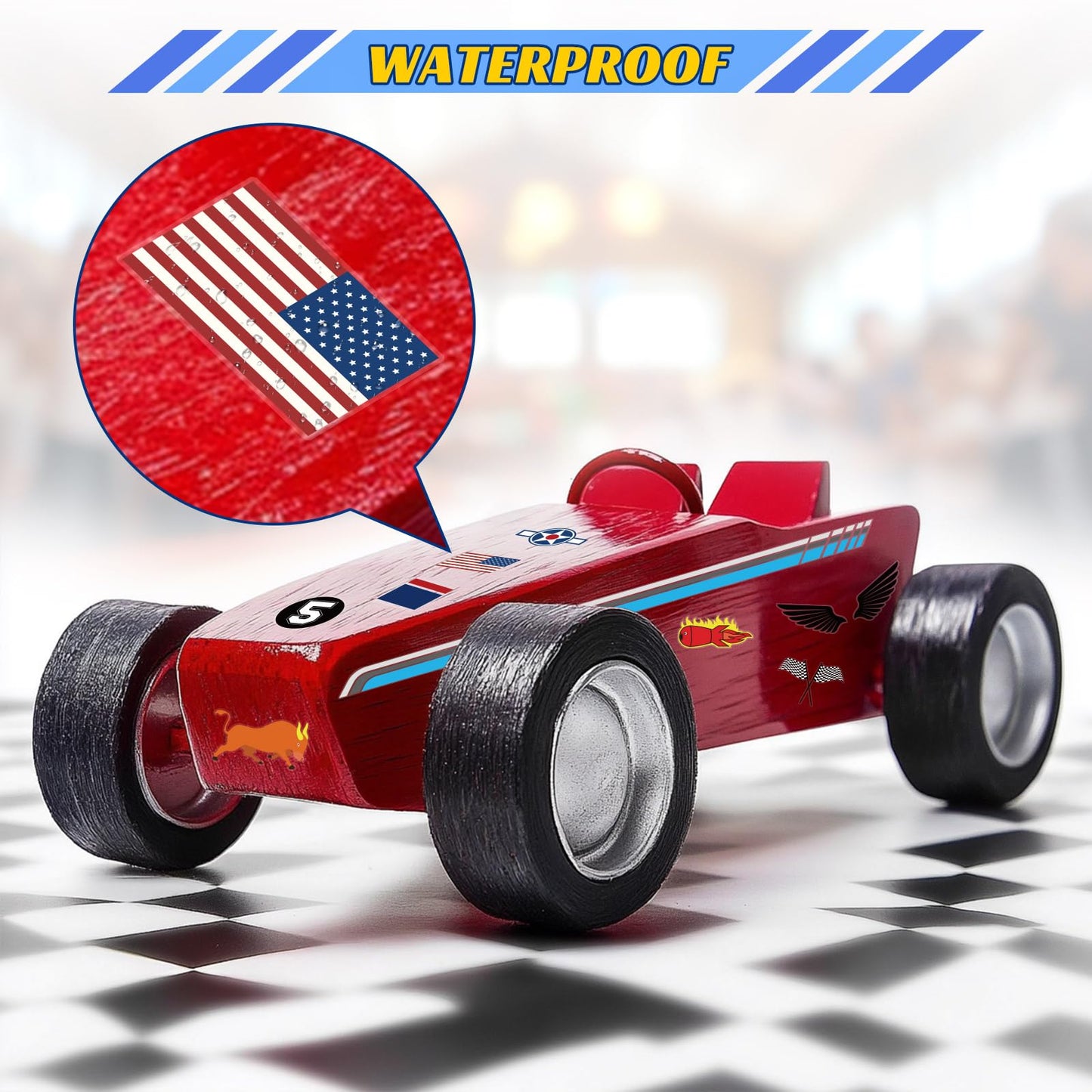 OCQOTAT 5PCS Derby Car Sticker Set-Racing Numbers, Flags, Lights, Stripes & Flame Decals - Peel & Stick Car Stickers for Derby Supplies Cars,Cool Decorations&Accessories for Your Vehicle