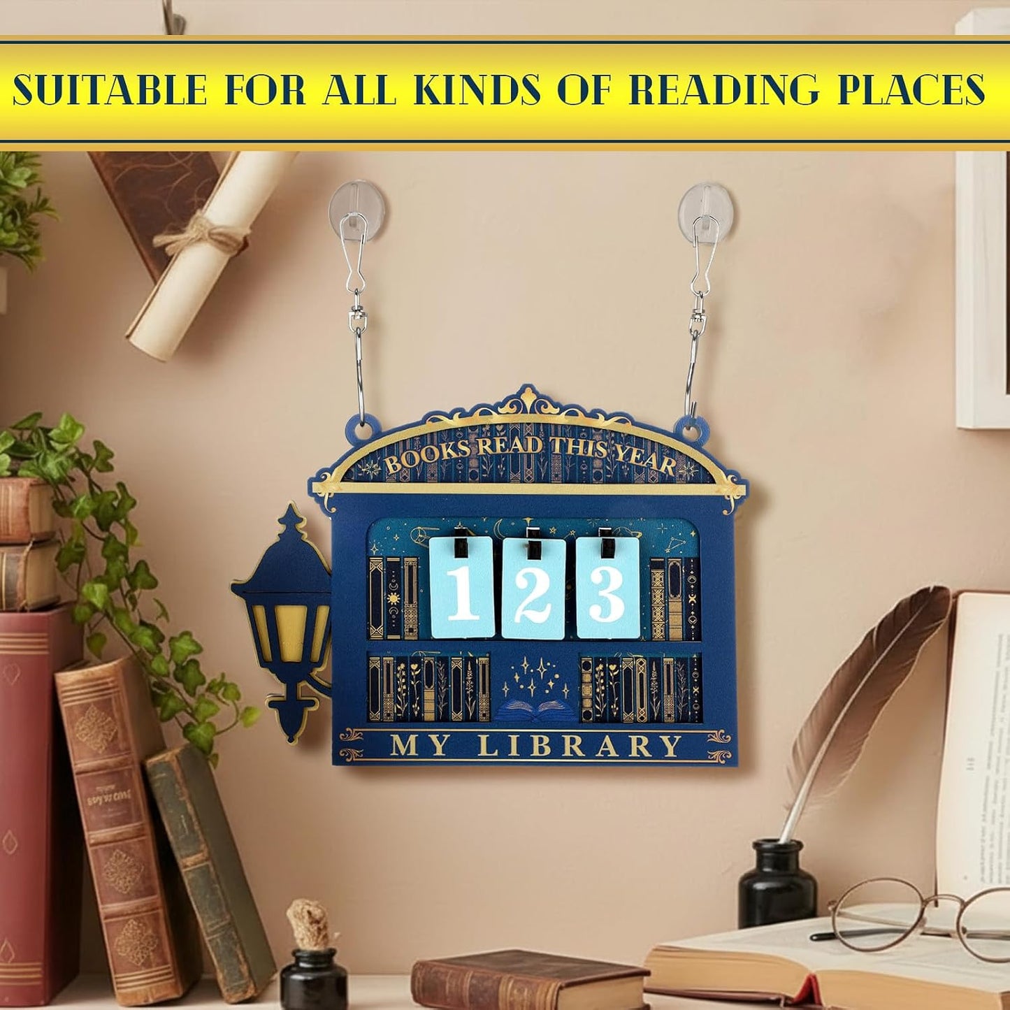 AceOrbit Back to School Books Read This Year Counter Constellation Stack of Books Read Tracker Wooden Hanging Book Counter Sign Astrology Bookshelf Decor Challenge Bookish Gifts for Book Lover Teacher BST202