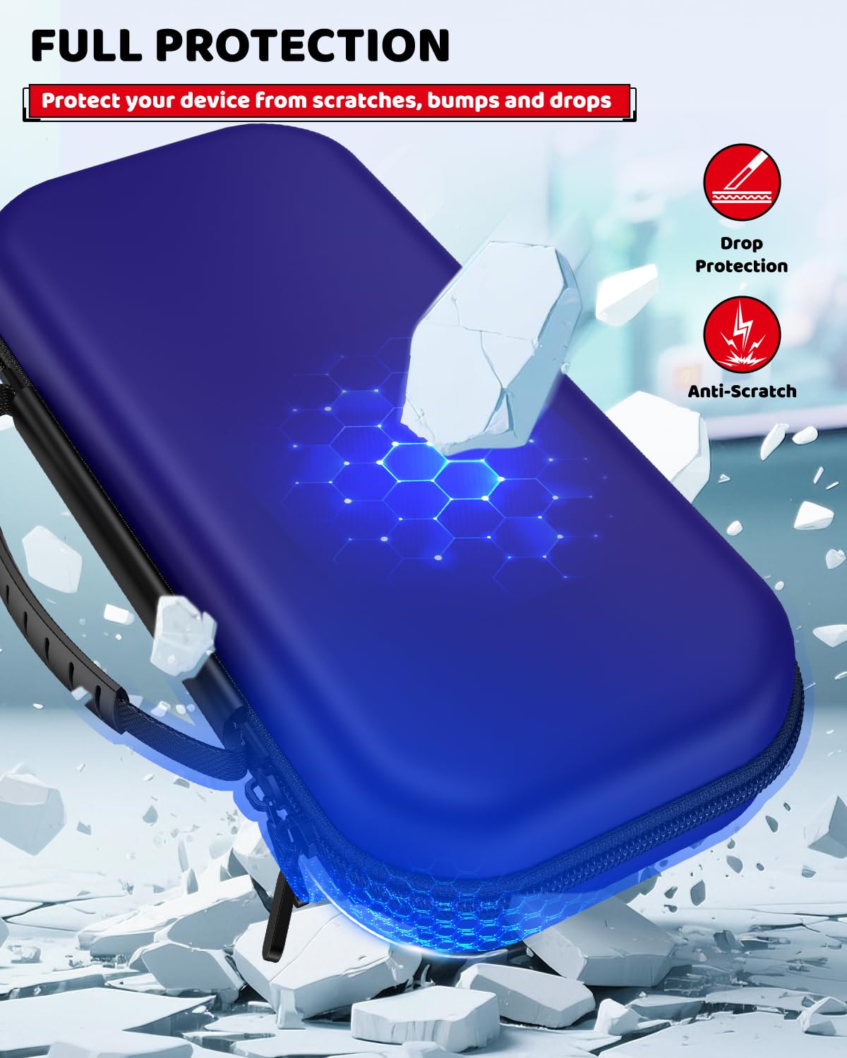 Klipdasse Switch 2 Carry Case for Nintendo Switch 2/1/OLED, Hard Shell with Soft Lining, 10 Game Card Slots, Silicone Handle, for Switch 2 Slim Case 2025 (Blue) WN420