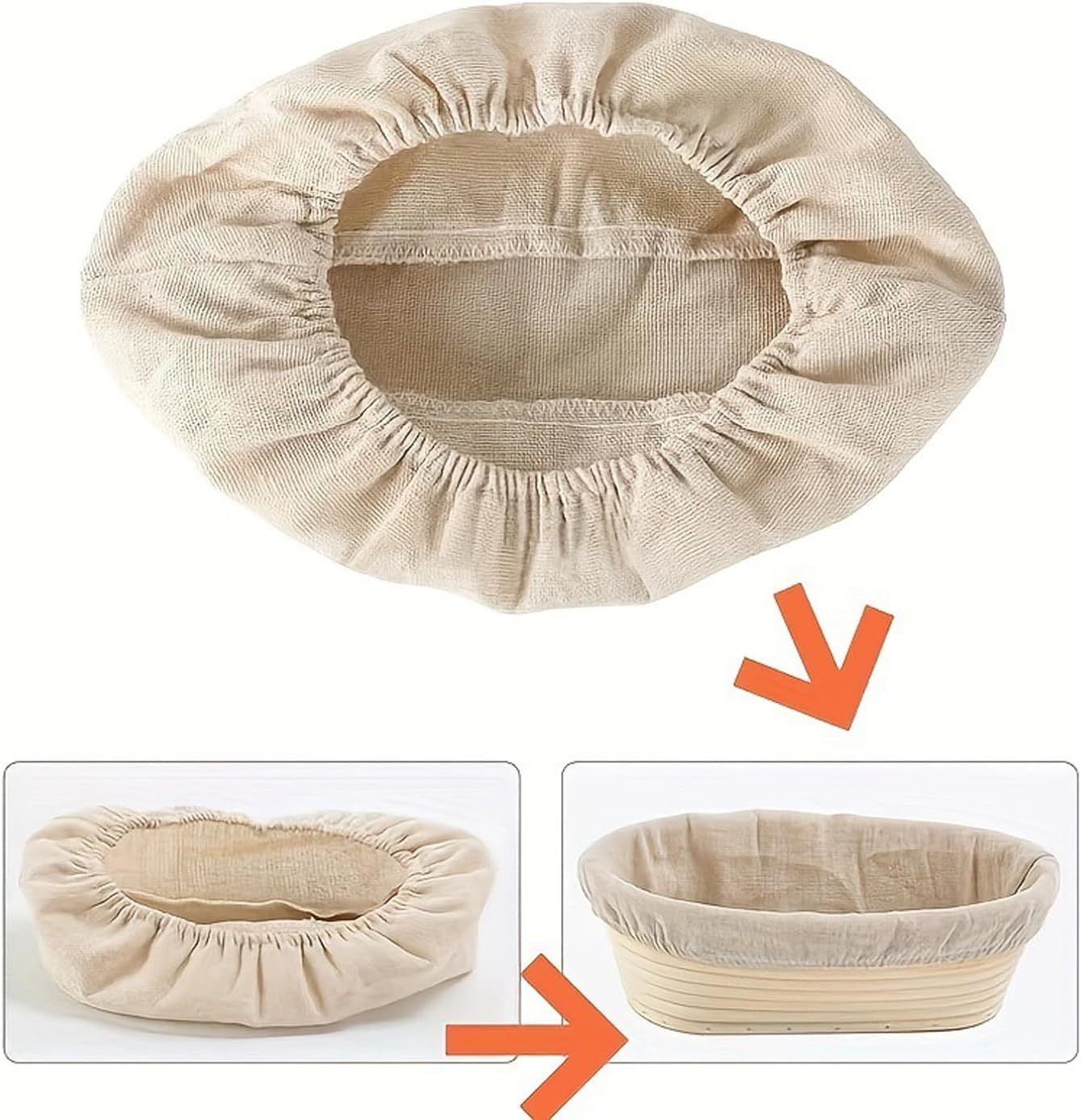 3 Pack Banneton Liner Reusable Banneton Bread Proofing Basket Liners Non-Stick Dough Cloth Cover for Bread Banneton Basket Round Oval Sourdough Proofing Bowls Rattan Sourdough Rising Baskets BST326L