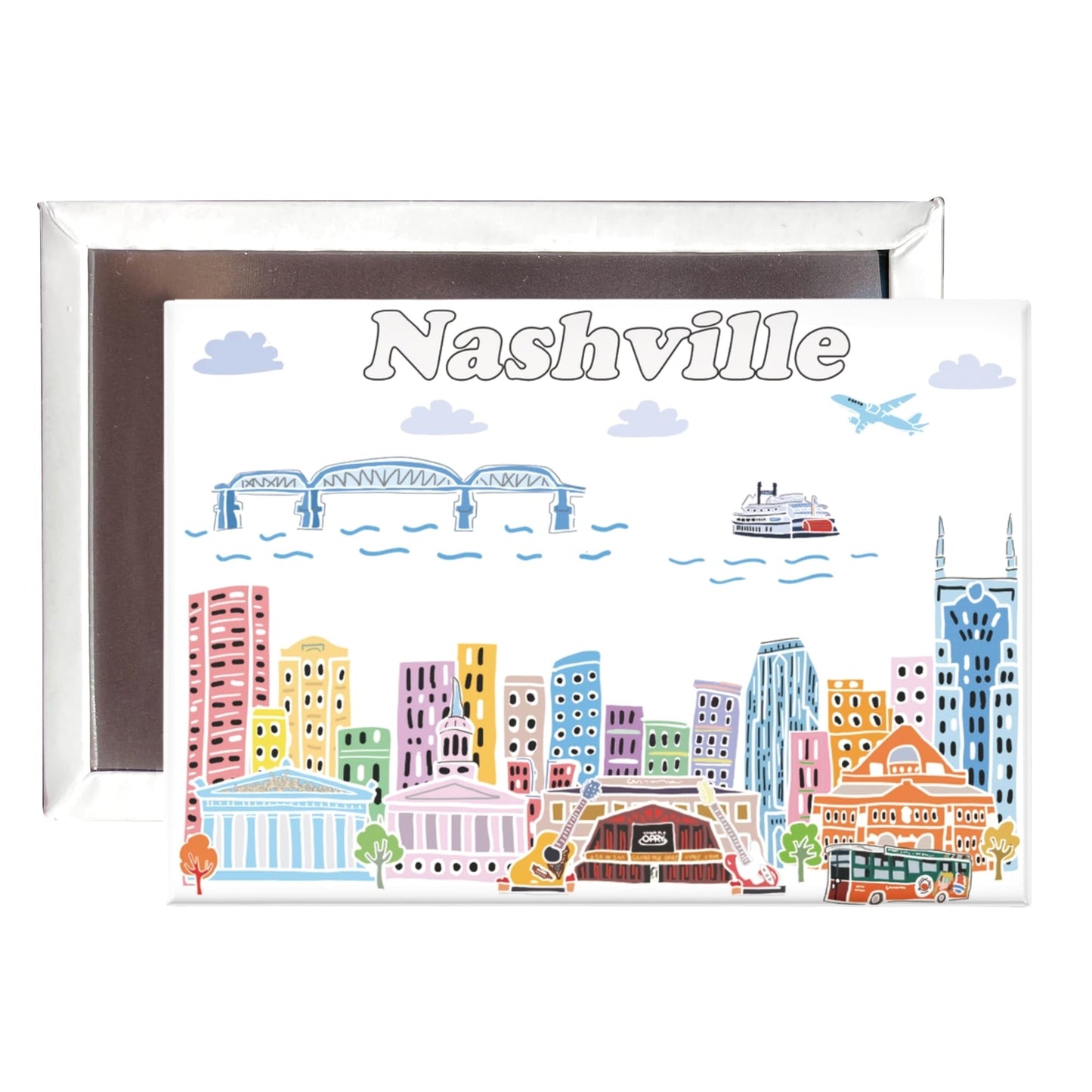 City Themed Artwork Magnet Collection by Beary Blu - Designed in The USA, Collectible Souvenirs Gifts 2.5" x 3.5" (Dallas) BST220