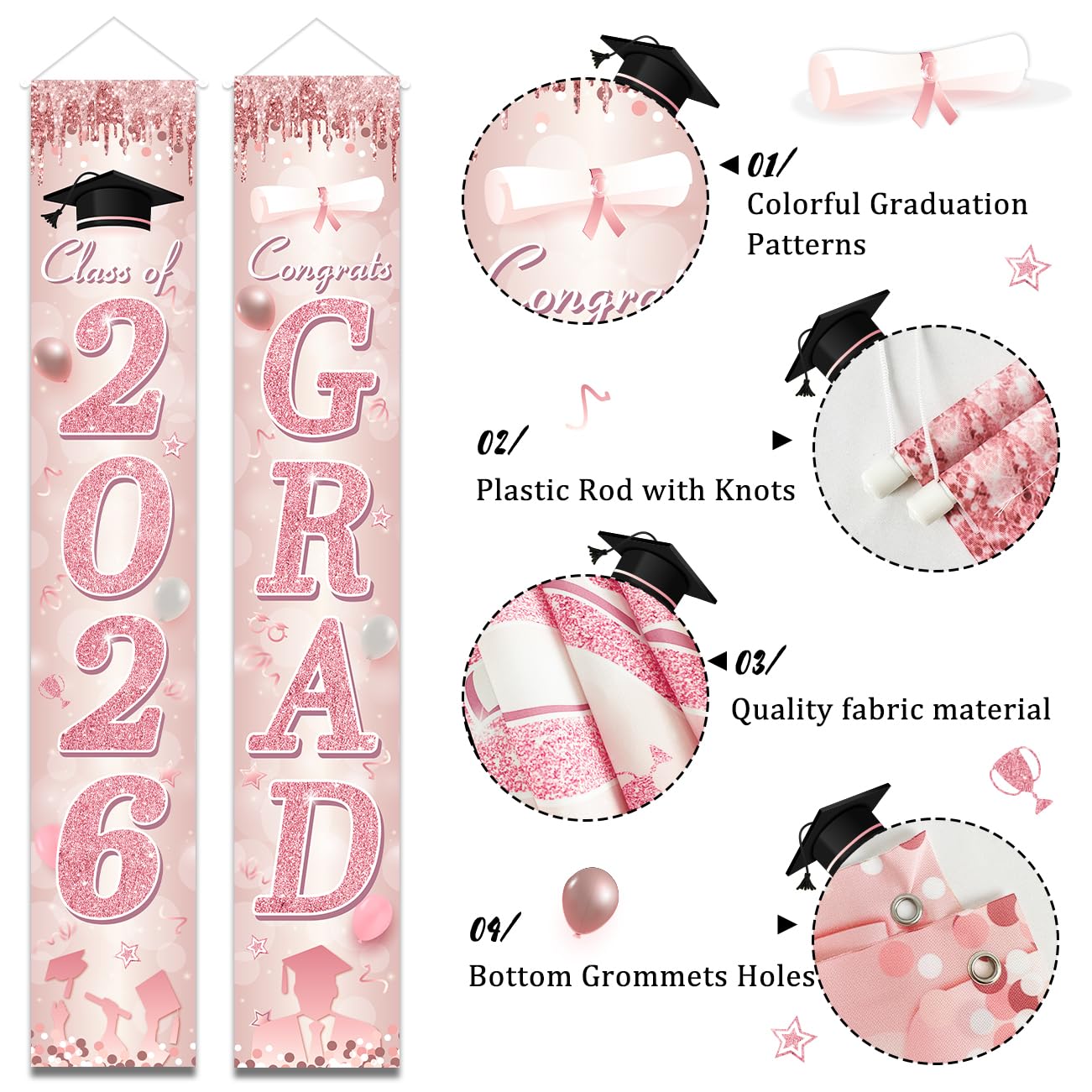 Graduation Decorations Class of 2026 Purple and Gold Congrats Grad Banner and You Did It Door Cover for High School College Graduation Party Supplies(Purple) BST326H