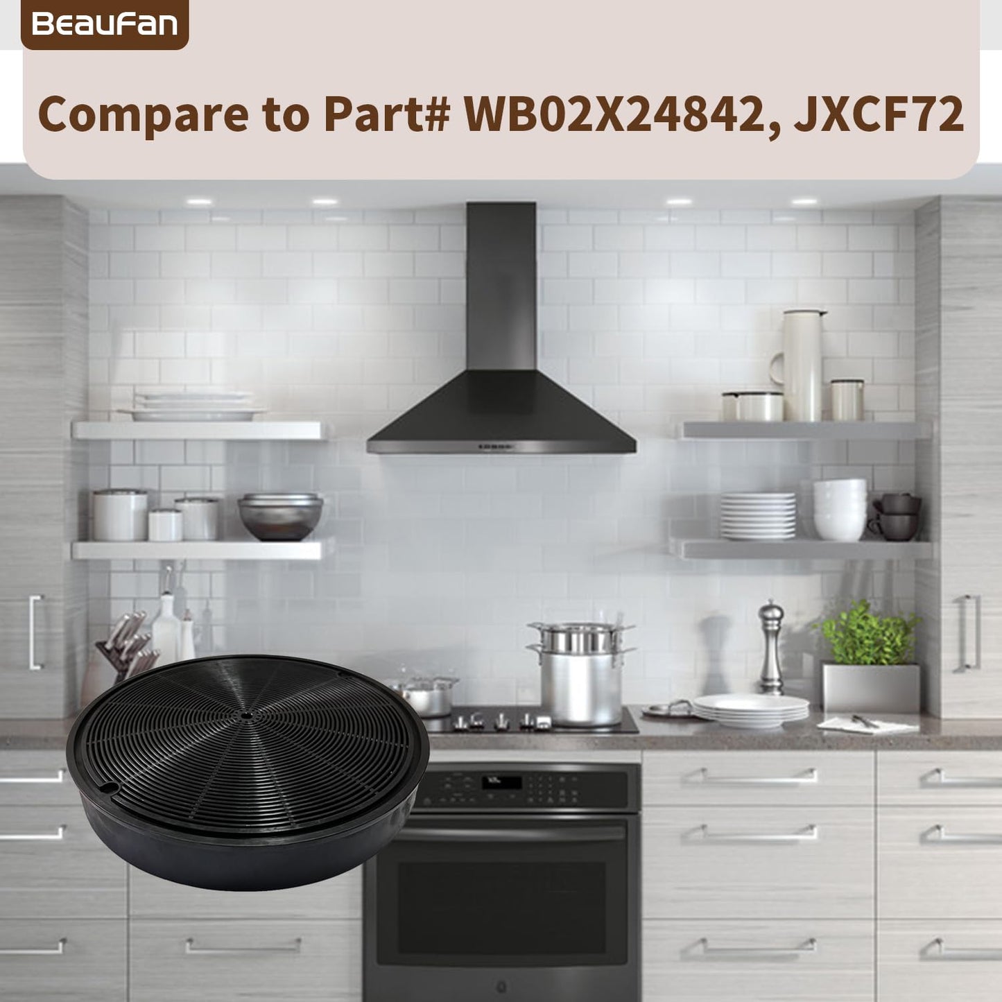 2 Pack WB02X24872 Range Vent Hood Grease Filter & 2 Pack JXCF72 WB02X24842 Charcoal Filter Compatible with GE Range Hoods JVW5301EJ1ES, JVW5301SJ1SS, JVW5301BJ1TS, JVW5301FJ1DS, JVW5301EJ2ES BST220