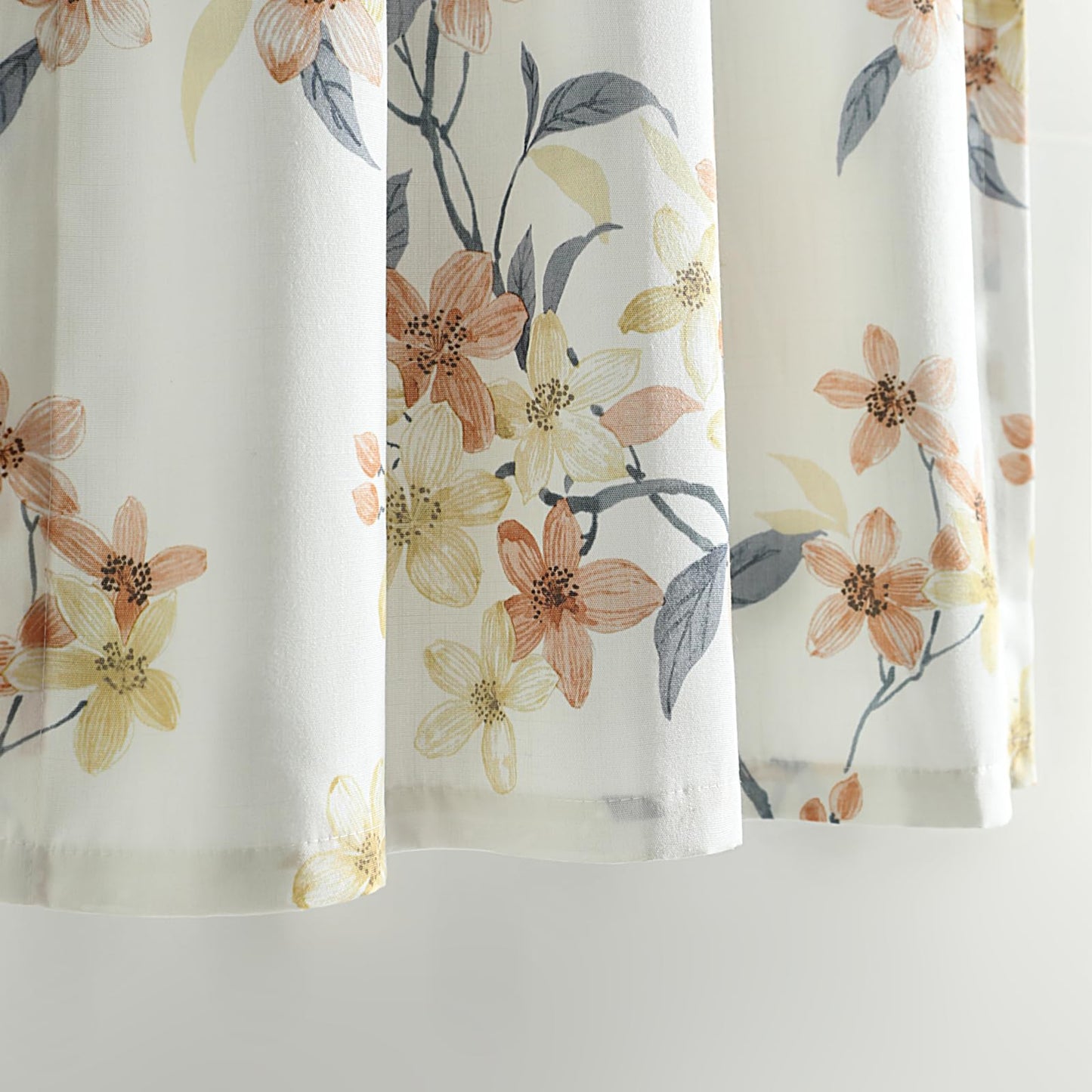 Leeva Farmhouse Kitchen Valances for Windows, Watercolor Blossoming Floral Print Curtains, Soft Faux Linen Curtain Toppers and Valances for Bedroom, 60 x 14 Inch, Brown & Grey, 1 Panel BST220