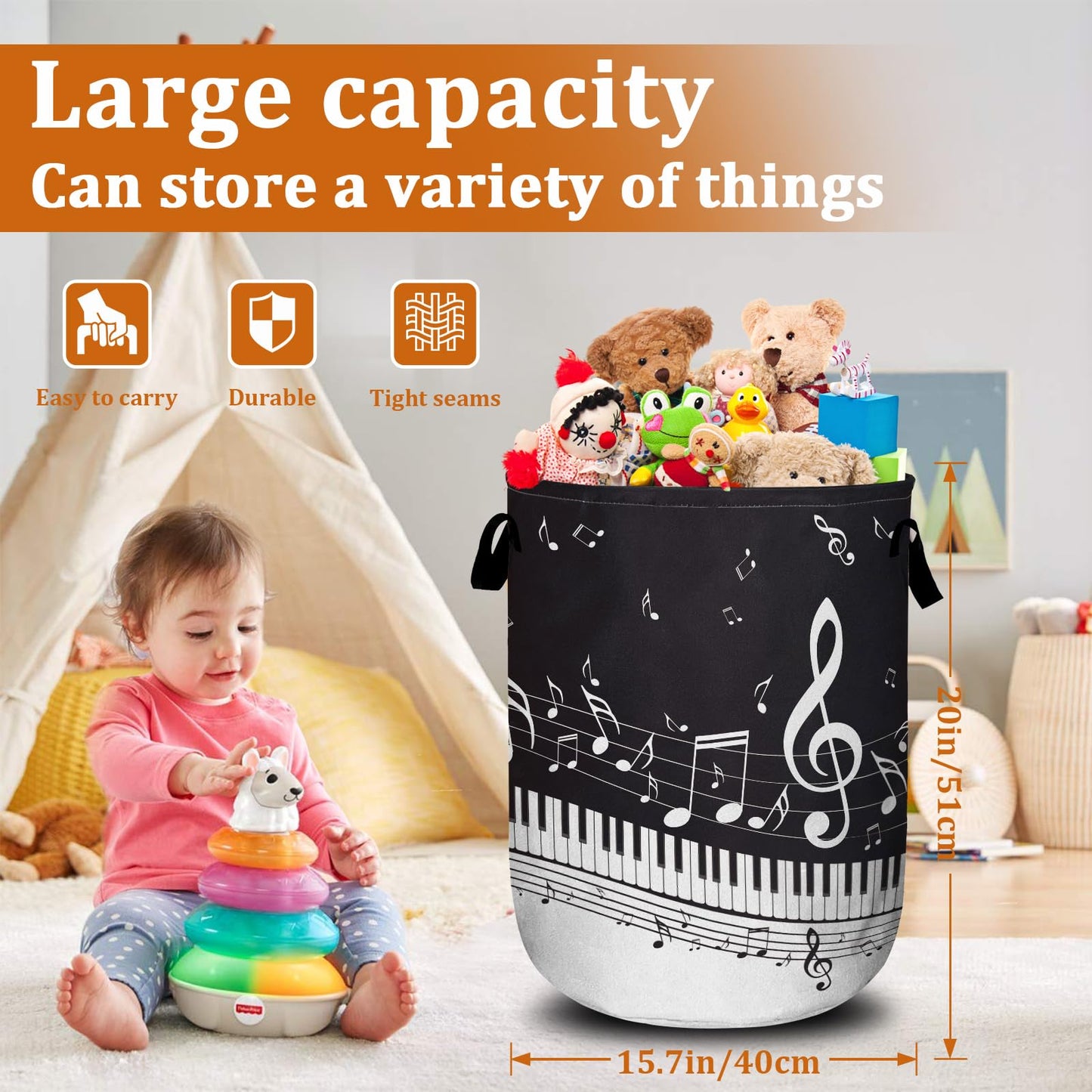Nature Cow Print Laundry Basket with Sturdy Handles, Cow Skin Collapsible Oxford Cloth Laundry Hamper Organizer Basket for Bathroom Bedroom 15.7x20 Inch BST220