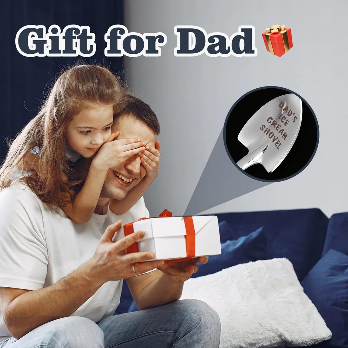 Dad Gifts - Gifts for dad from Daughter. Father Day Gifts for dad Ice Cream Spoon Scoop for Ice Cream Lovers, Father birthday Gifts Funny Engraved Stainless Steel Shovel WN420