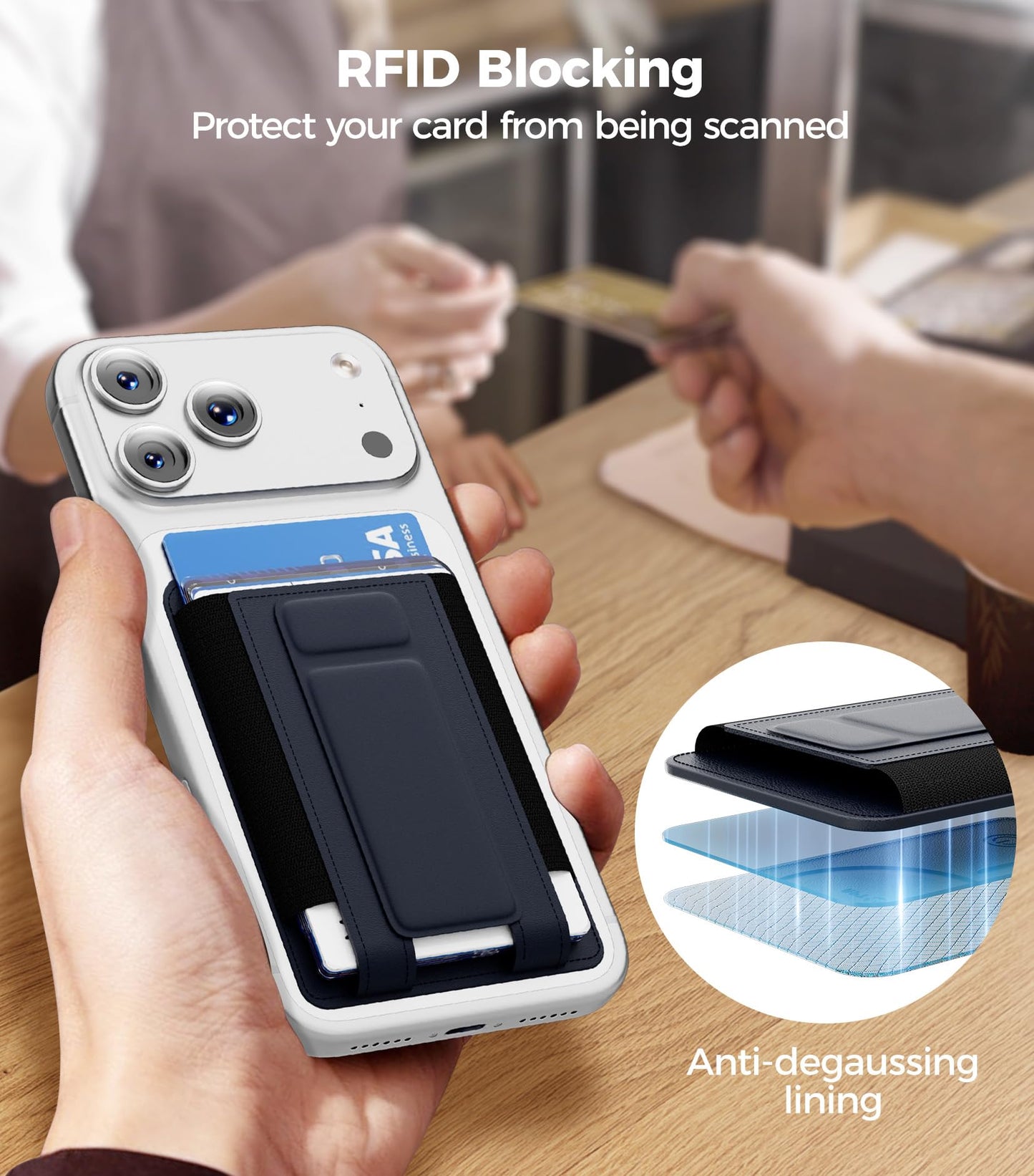 for MagSafe Wallet, Works with Apple Find My, 5-Card RFID Holder with Stand Also Grip, Strong Magnetic Wallet for iPhone 17/16/15/14/13/12 Pro Max Air Plus, Wireless Charging, Brown BST220