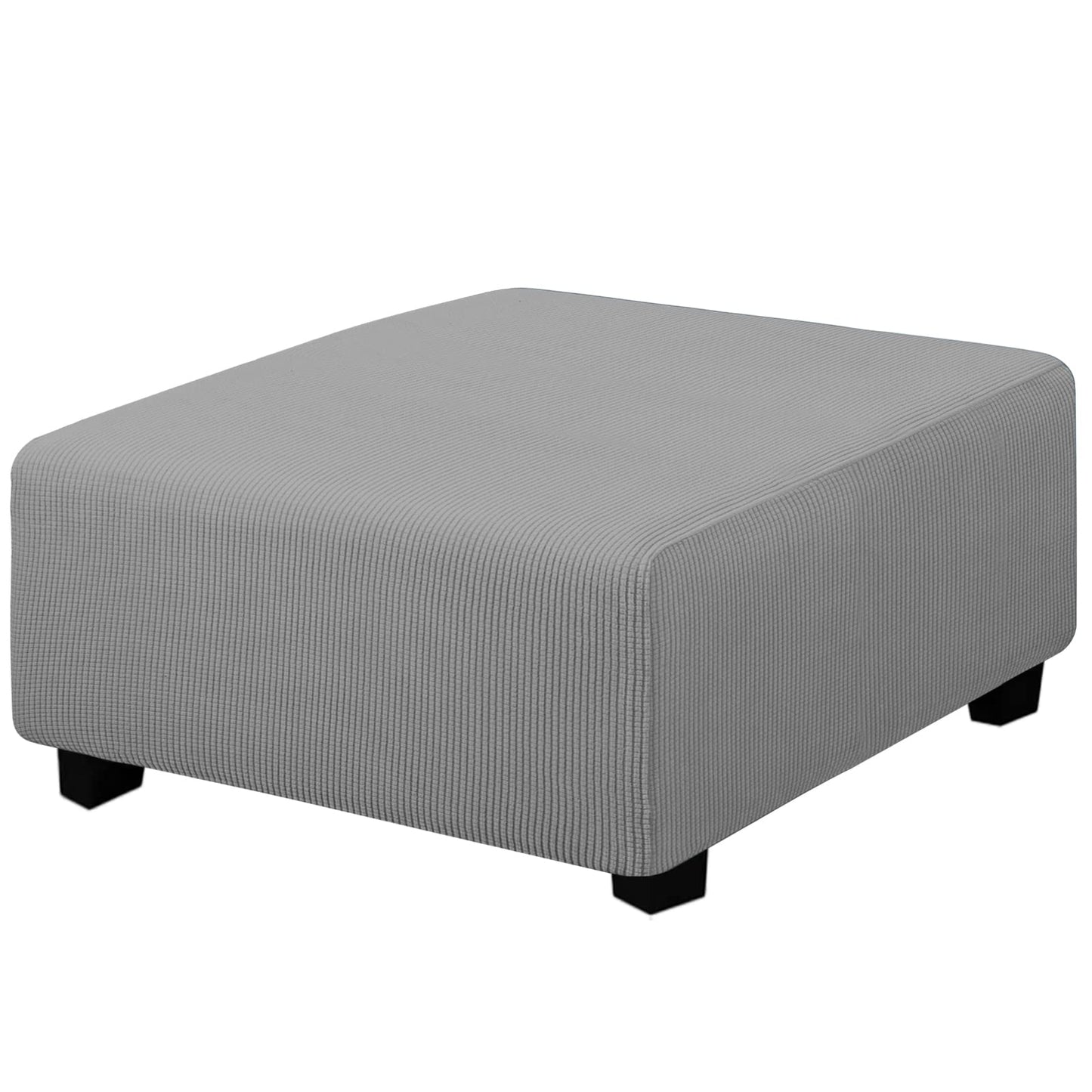 Easy-Going Stretch Square Ottoman Cover 15x15x15inch Dark Blue | Folding Storage Footstool cover Furniture Protector Soft Rectangle slipcover with Elastic Bottom BST202